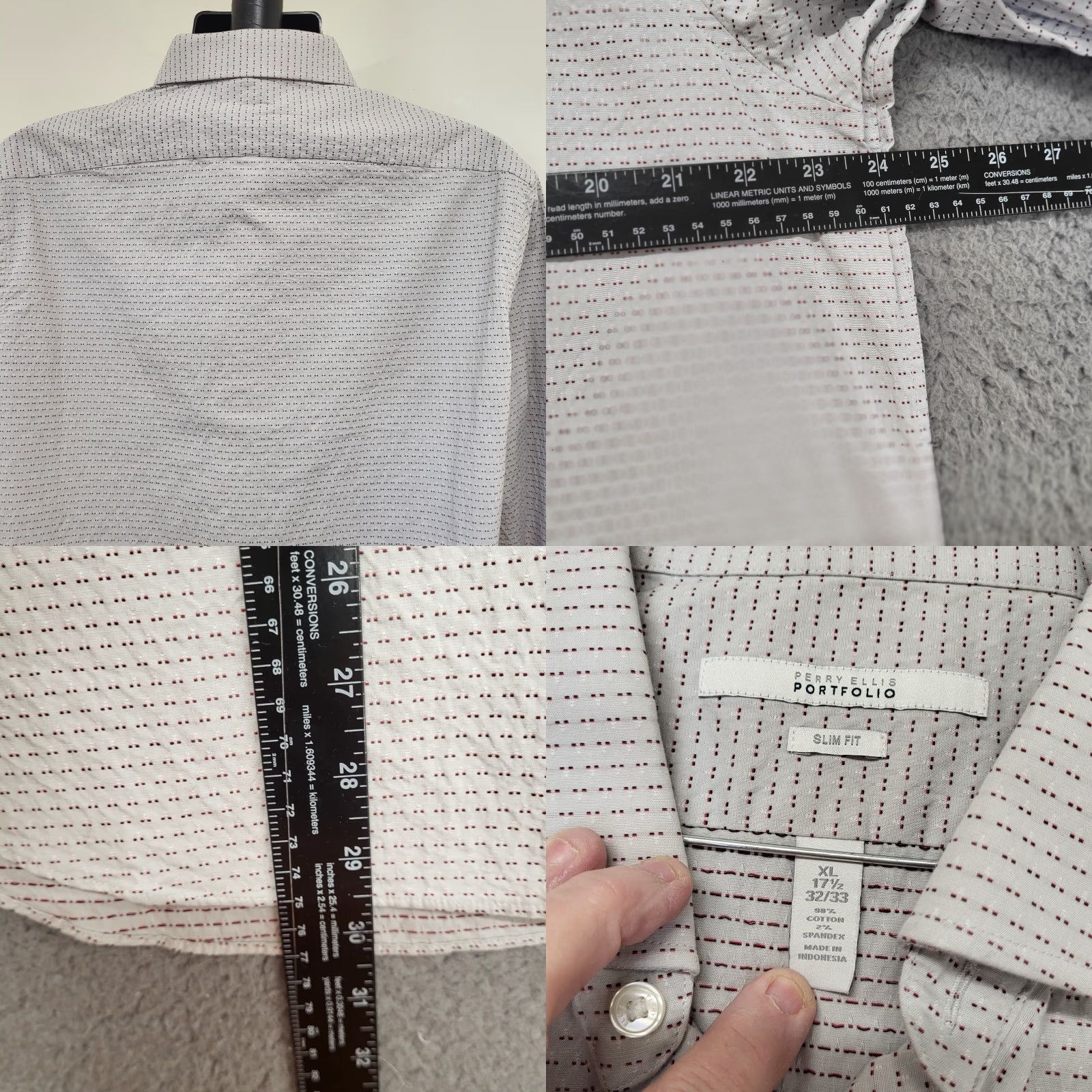 Perry Ellis Perry Ellis Portfolio Shirt Mens XL Beige Tiny Dots Button-Up Slim Fit Geometric Pattern Casual Men's Regular Size XLarge Size US XL / EU 56 / 4 - 8 Thumbnail