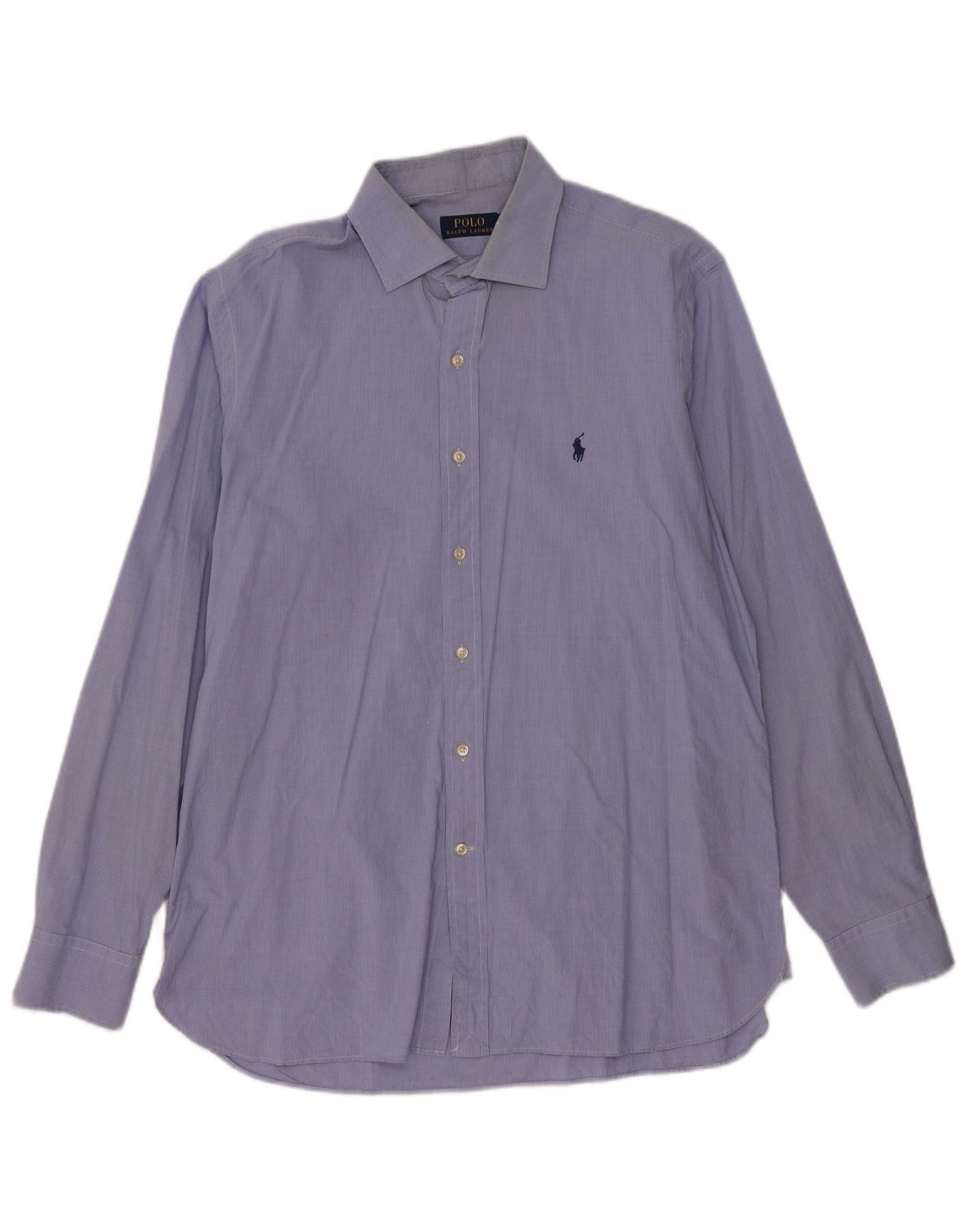 Polo Ralph Lauren Mens Shirt 16 1/2 42 Large Blue Check Cotton Size US L / EU 52-54 / 3 - 1 Thumbnail
