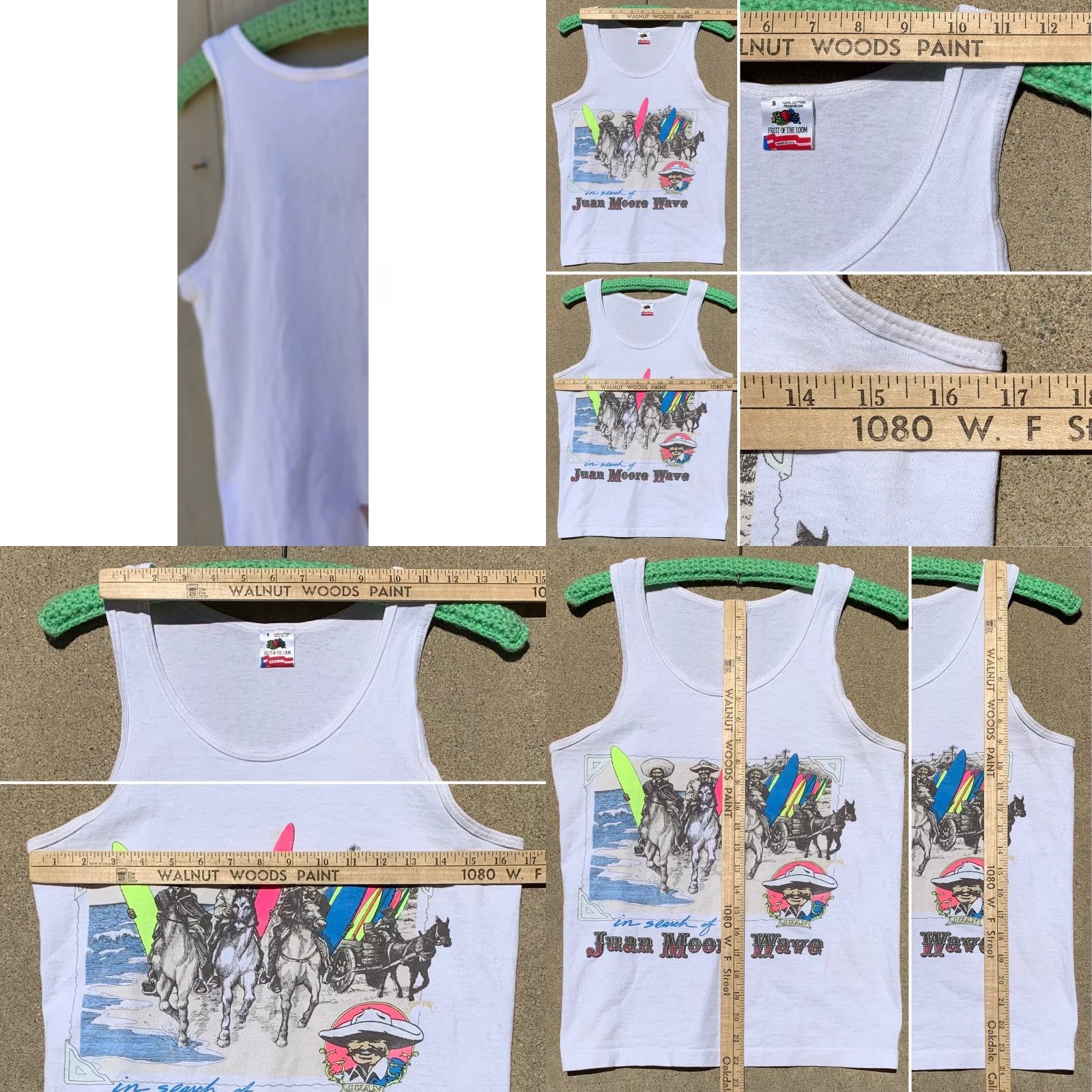 Fruit Of The Loom VINTAGE Fruit of the Loom T-Shirt Tank Top Mens S White Surf Beach Neon Graphics 90s Horse Surf Mexico Beach 80s 90s Size US S / EU 44-46 / 1 - 8 Thumbnail