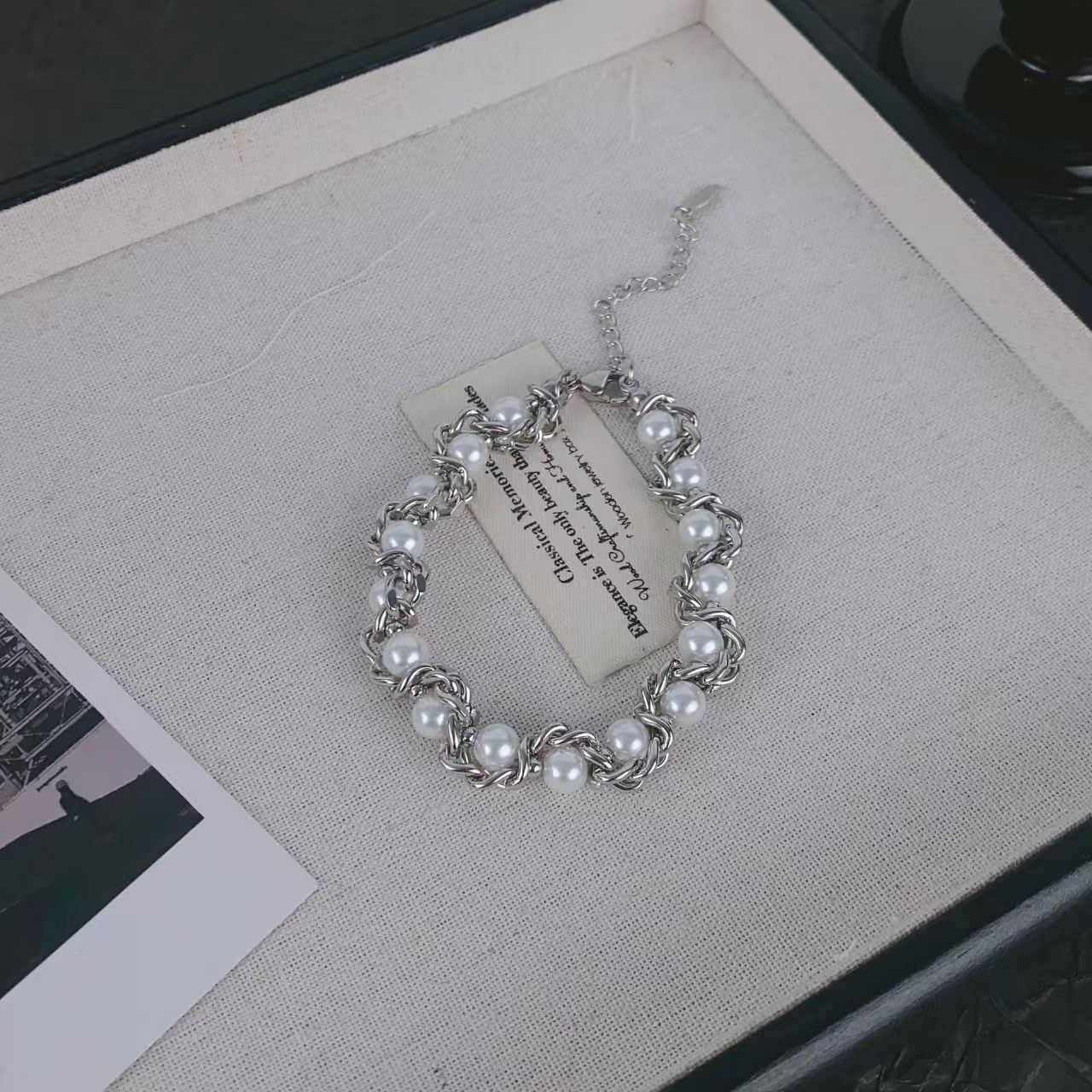 Other 18cm Stainless Steel Pearl Cuban Chain Bracelet Size ONE SIZE - 1 Thumbnail