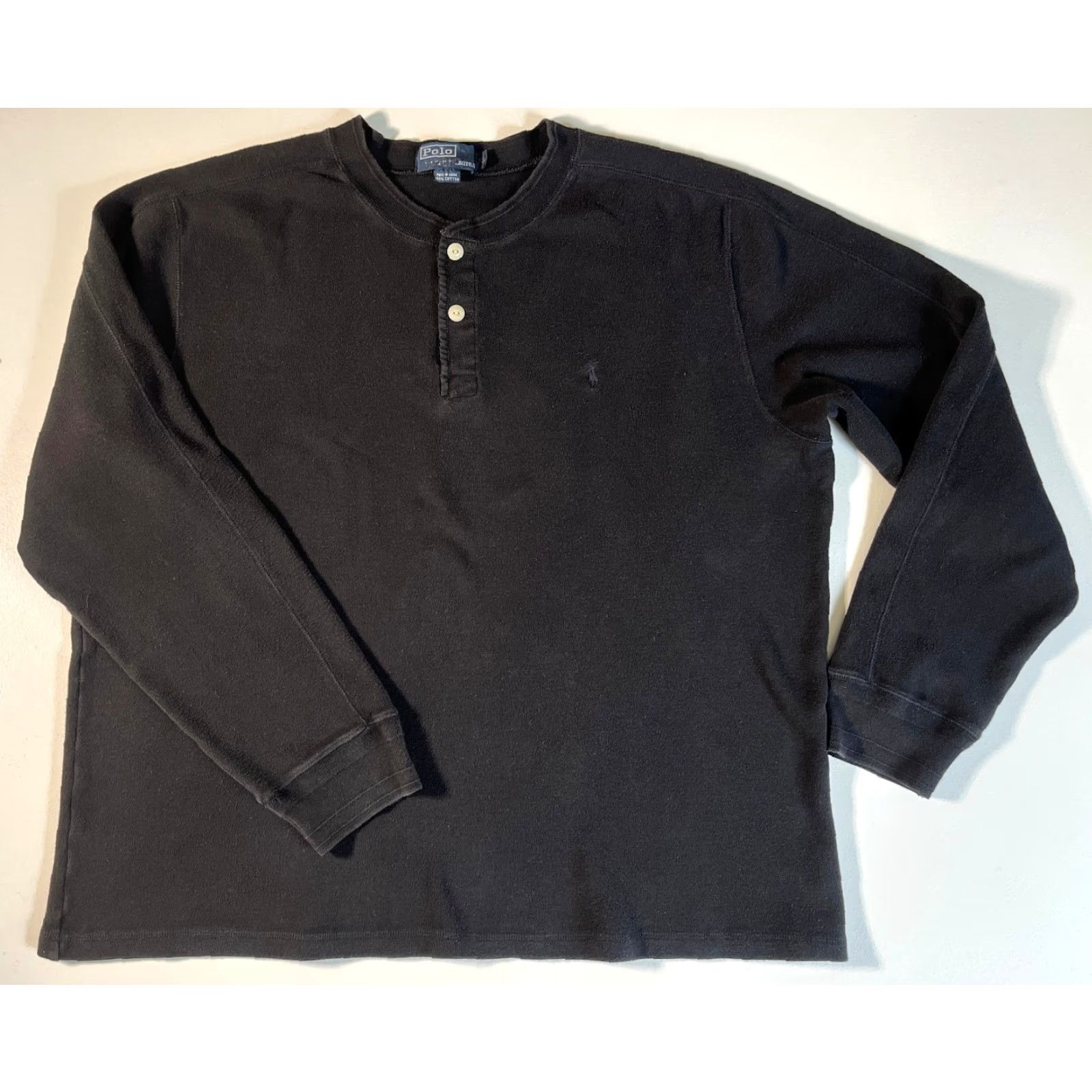 Polo Ralph Lauren Polo Ralph Lauren Men's Henley Shirt Long Sleeve Black XL Size US XL / EU 56 / 4 - 4 Thumbnail
