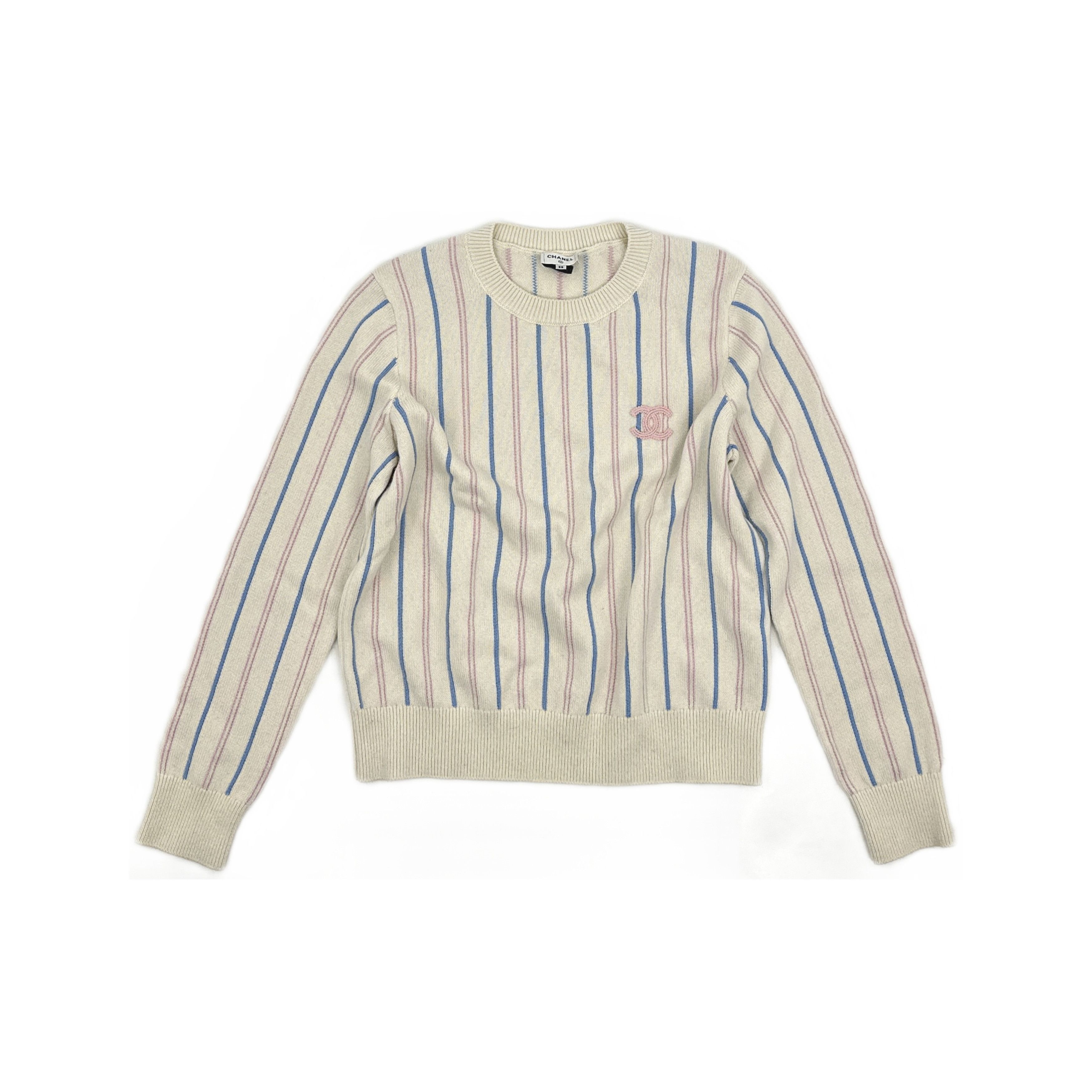 Chanel Chanel Striped Logo Knit Sweater Size 38 Size S / US 4 / IT 40 - 1 Thumbnail