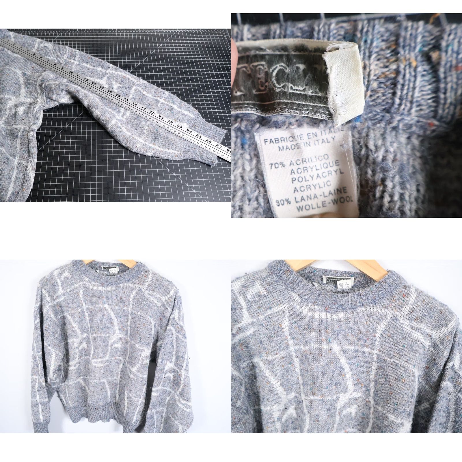 Vintage VINTAGE 80s Donegal Wool Blend Abstract Pattern Sweater Men Small Gray Italy Made Crew Neck Pullover Knit Vintage Mens Small Gray Abstract Pattern Size US S / EU 44-46 / 1 - 8 Thumbnail