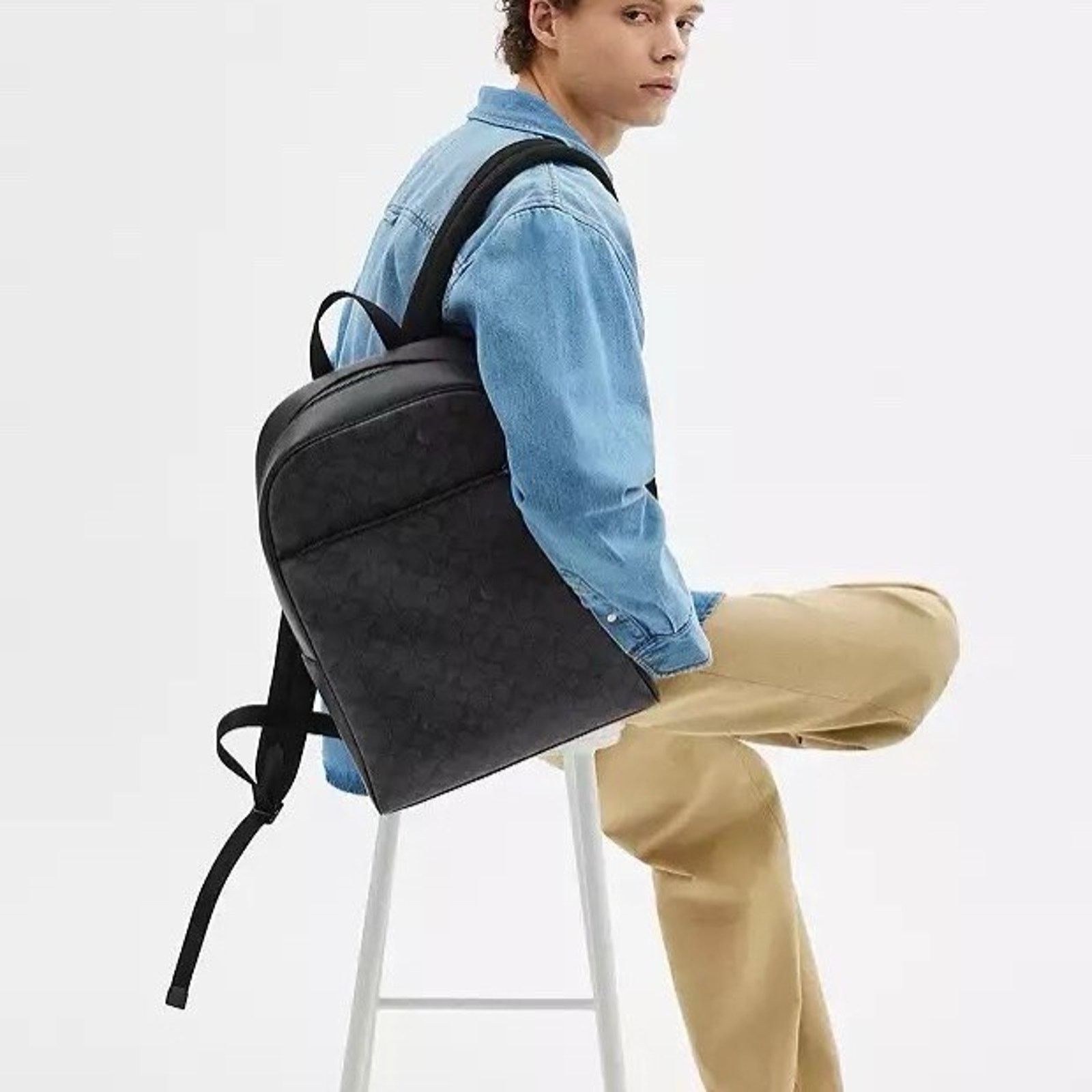 Coach NWT Coach Men's Owen Backpack Signature Canvas Black CAJ90 Size ONE SIZE - 6 Thumbnail