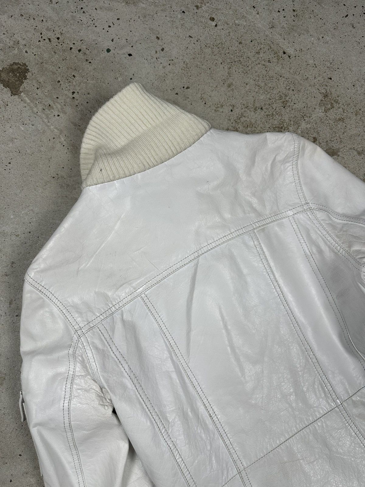 Japanese Brand Vintage Y2K Real Leather White Utility Coat Jacket Size M / US 6-8 / IT 42-44 - 18 Thumbnail