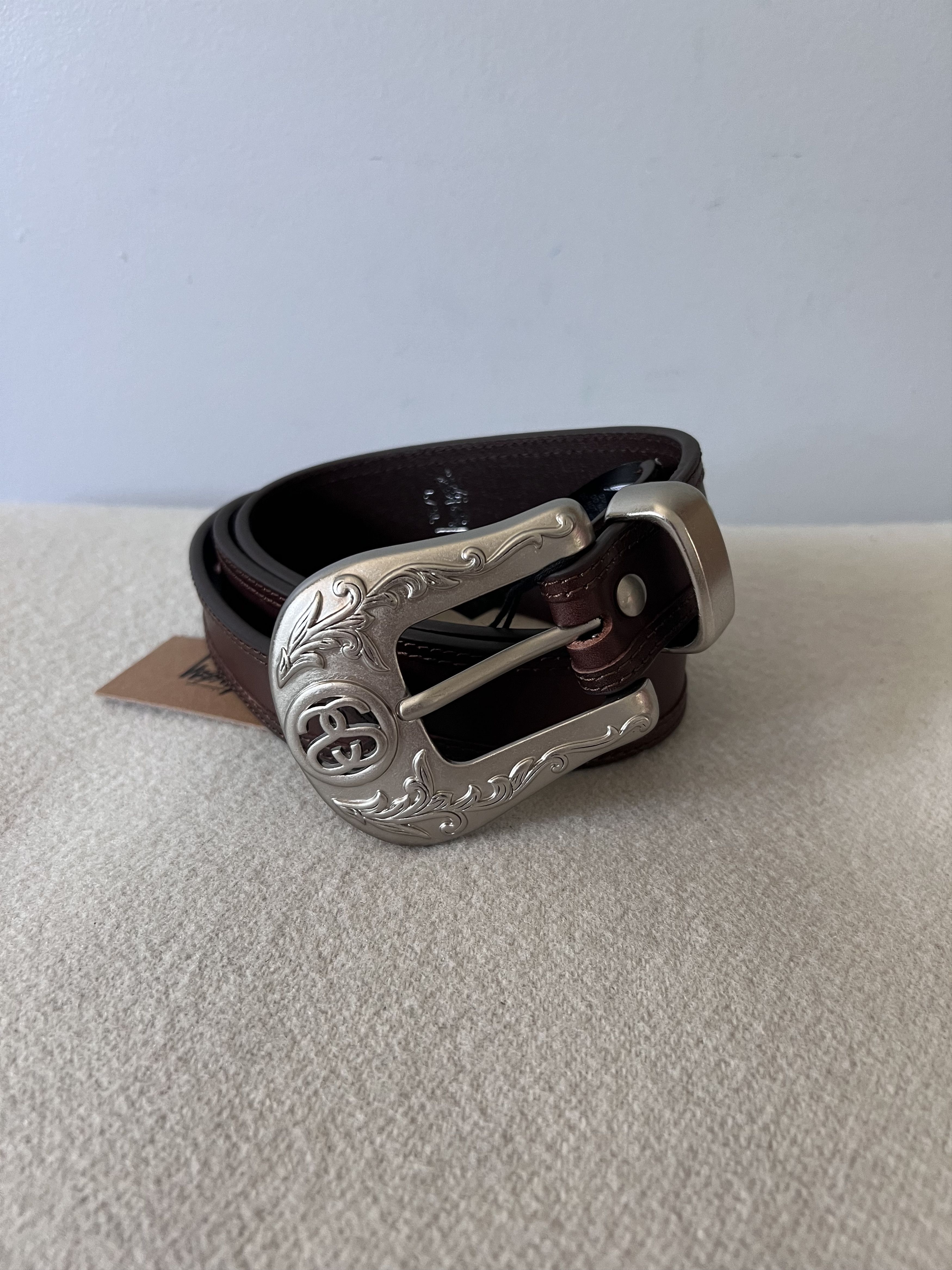 Stussy Stussy SS Link Cowboy Belt in Desert Brown Leather Stussy Stussy SS Link Cowboy Belt in Desert Brown Leather