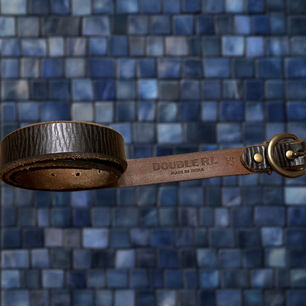Ralph Lauren RRL Ralph Lauren Leather Belt Size 32 Brown Brass Stud Dumbled Pre-owned Size 32 - 1 Thumbnail