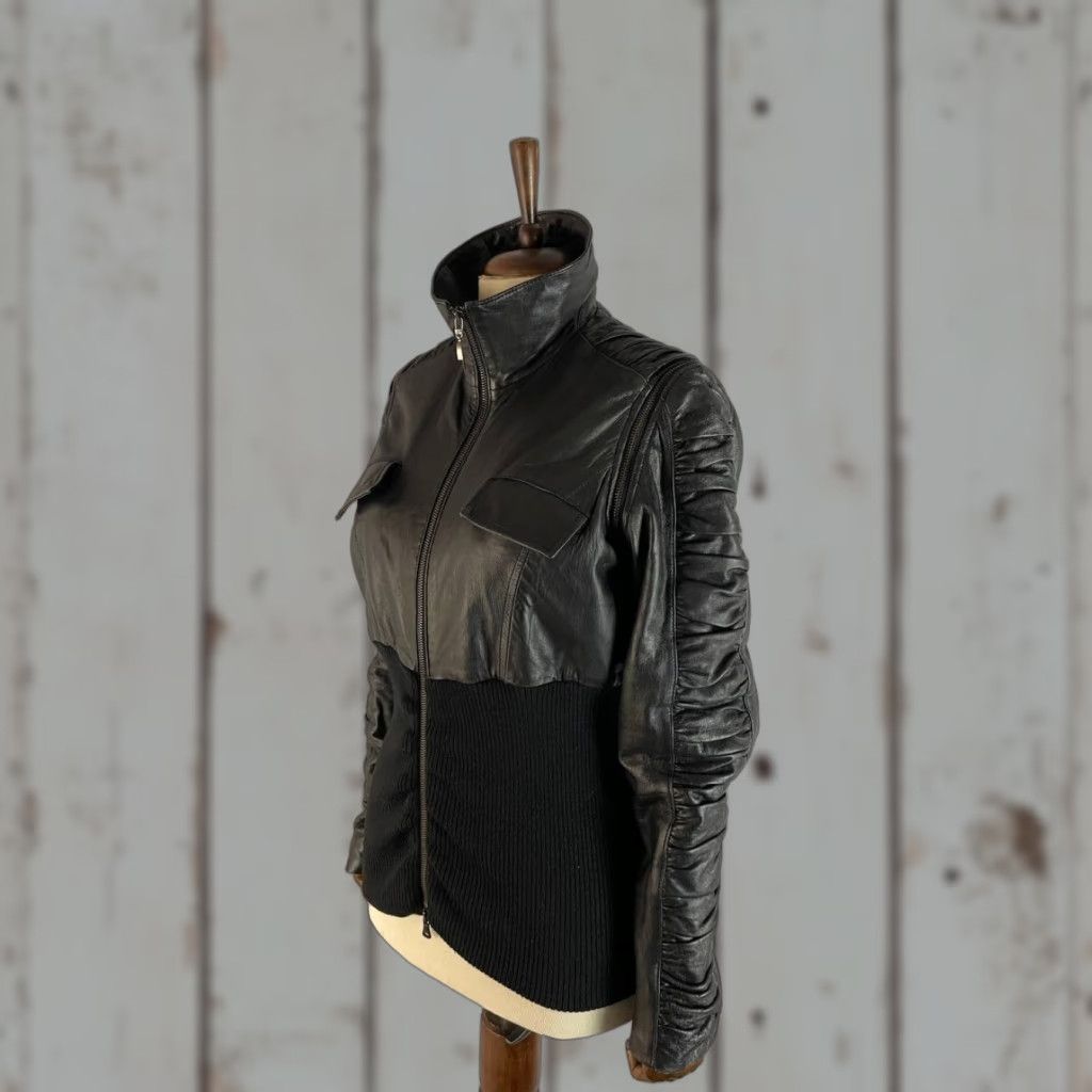 Dolce & Gabbana Dolce&Gabbana Jacket Womens Size S Black Leather Long Sleeve Full Zip Biker Solid Front Zip Pockets Size S / US 4 / IT 40 - 1 Thumbnail