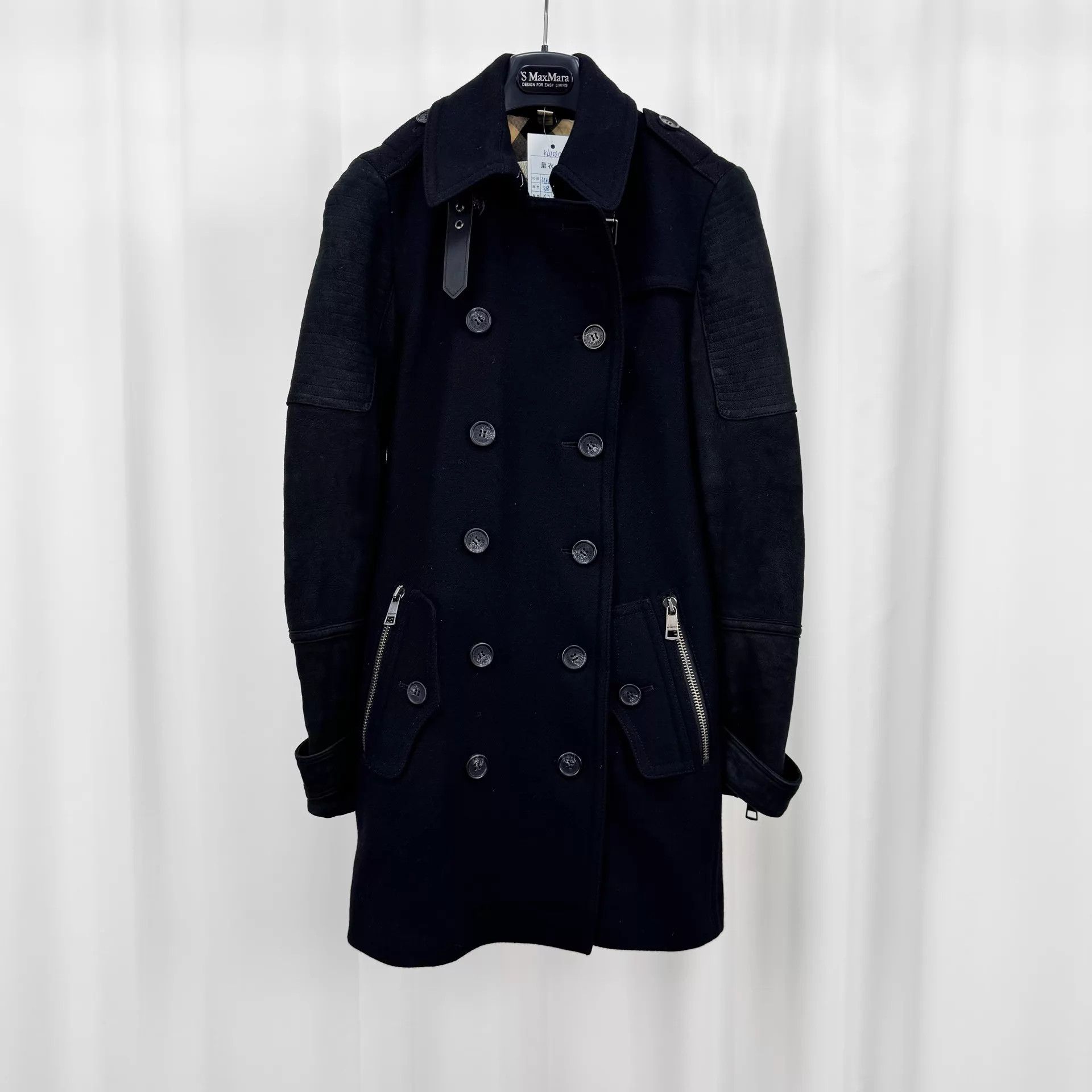Burberry Burberry DB Wool & Leather Panel Coat UK6 98 New Size XS / US 0-2 / IT 36-38 - 1 Thumbnail