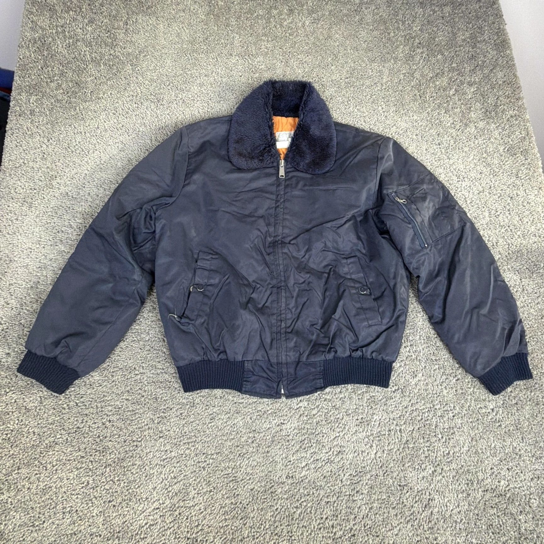 Sears VINTAGE Sears Work Leisure Jacket Mens M Blue Nylon Fur Collar Lined Japan Bomber Quilted Zip Insulated Pockets Casual Workwear Size US M / EU 48-50 / 2 - 2 Thumbnail