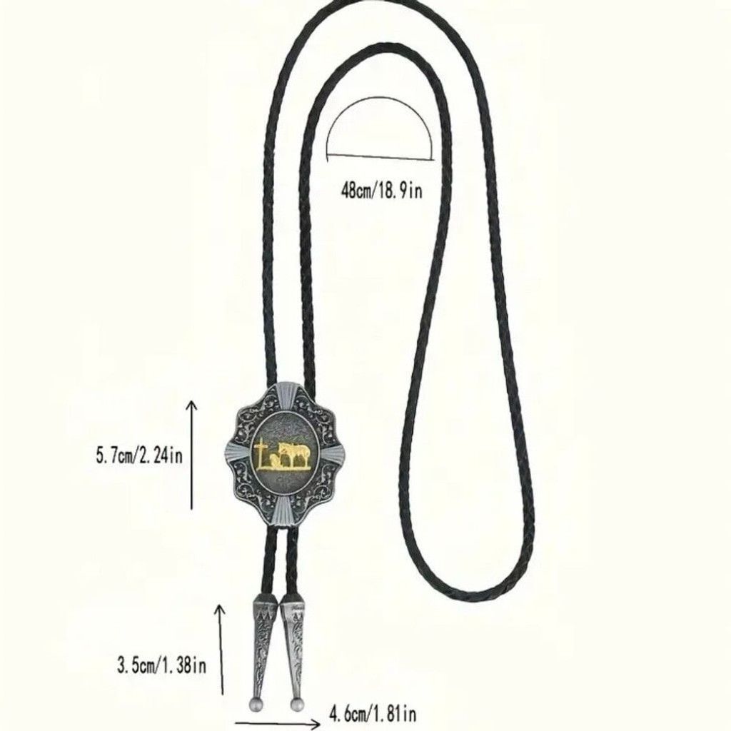 Other Western Oval Concho Bolo Tie Mens Thank God For Cowboys Size ONE SIZE - 5 Thumbnail