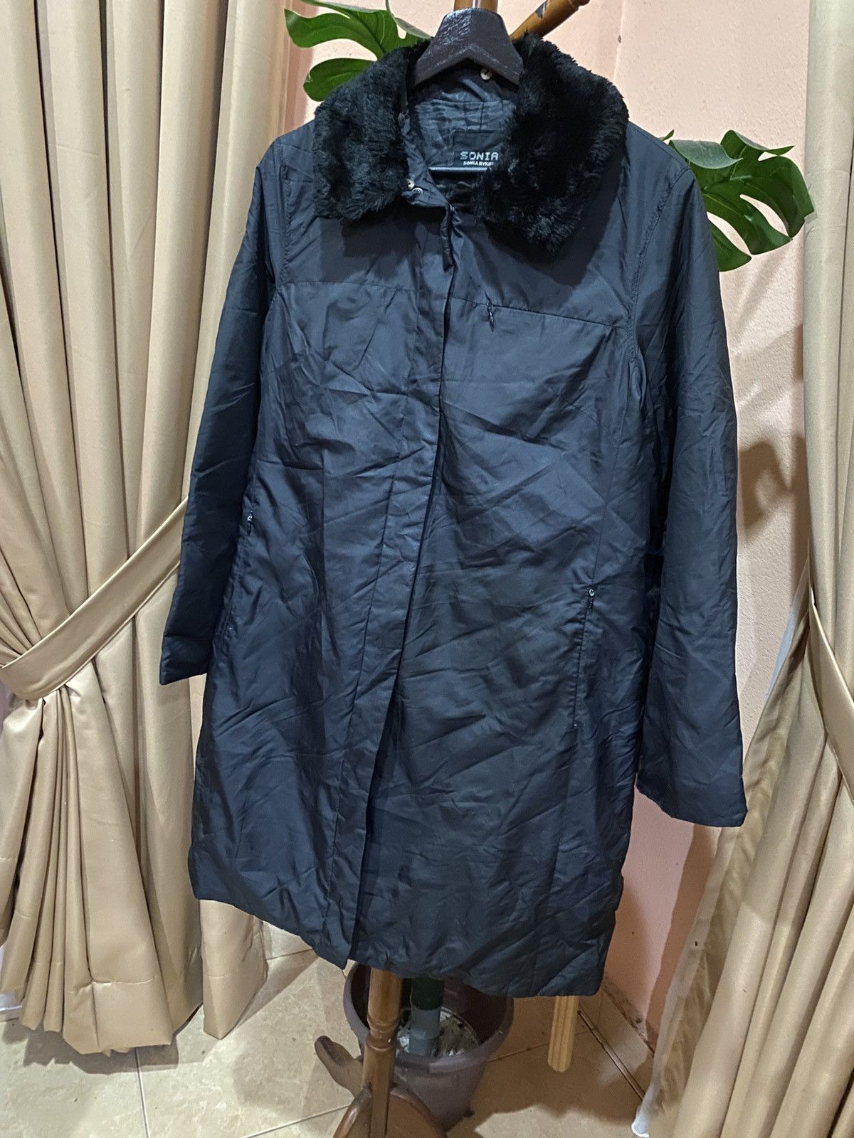 Sonia Rykiel Sonia Rykiel Black Fur-Collar Coat - Vintage Parisian Chic Size XS / US 0-2 / IT 36-38 - 2 Thumbnail