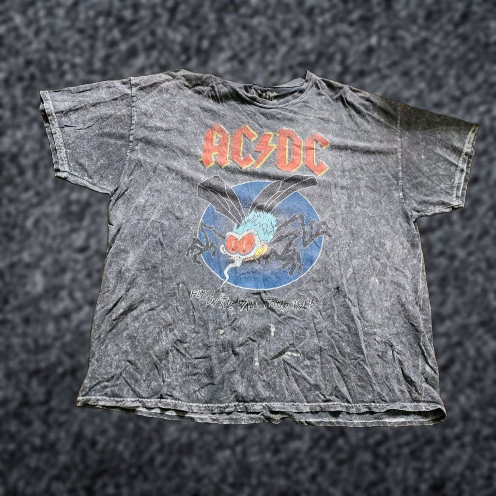 Doublet ACDC 1985 Tour Fly On The Wall Mens XL Short Sleeve Graphic Print Rock T Shirt Gray Size US XL / EU 56 / 4 - 1 Thumbnail