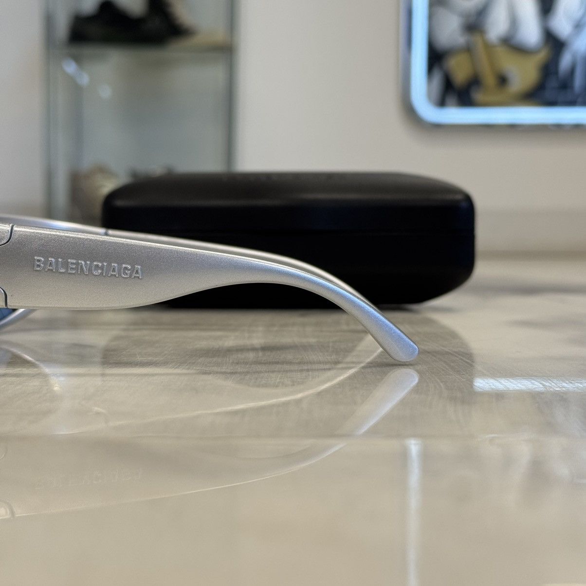 Balenciaga Balenciaga Swift Oval Sunglasses Silver Size ONE SIZE - 4 Thumbnail