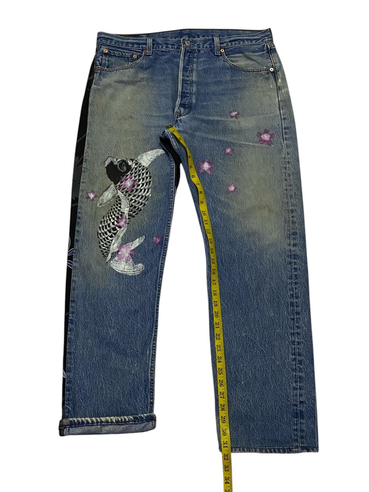 Levi's Vintage Levi’s 501 Custom Sukajan Distressed Denim Pants Size US 36 / EU 52 - 20 Thumbnail
