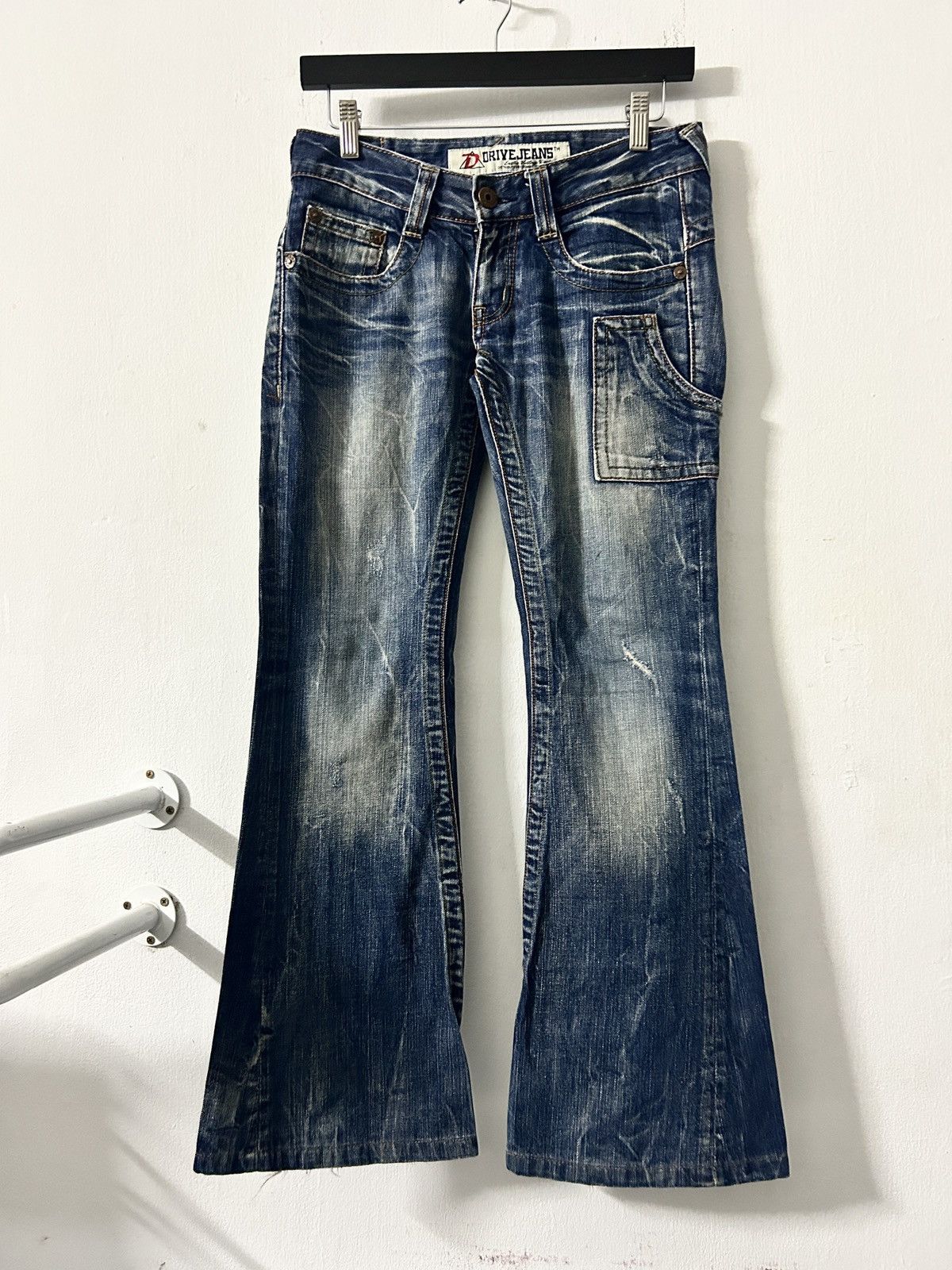 If Six Was Nine Flared whiskered fade embroidered pocket japanese denim Size 29" - 1 Thumbnail