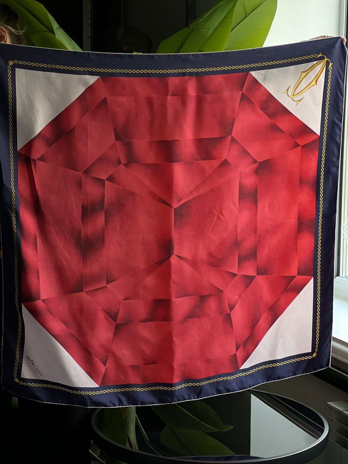 Cartier Cartier Red Silk Scarf 82x85cm Must de Cartier Vintage Size ONE SIZE - 2 Thumbnail