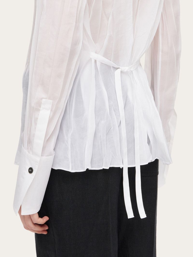 Salvatore Ferragamo o1s1rm0126 Irregular Pleat Shirt in White Size S / US 4 / IT 40 - 4 Thumbnail
