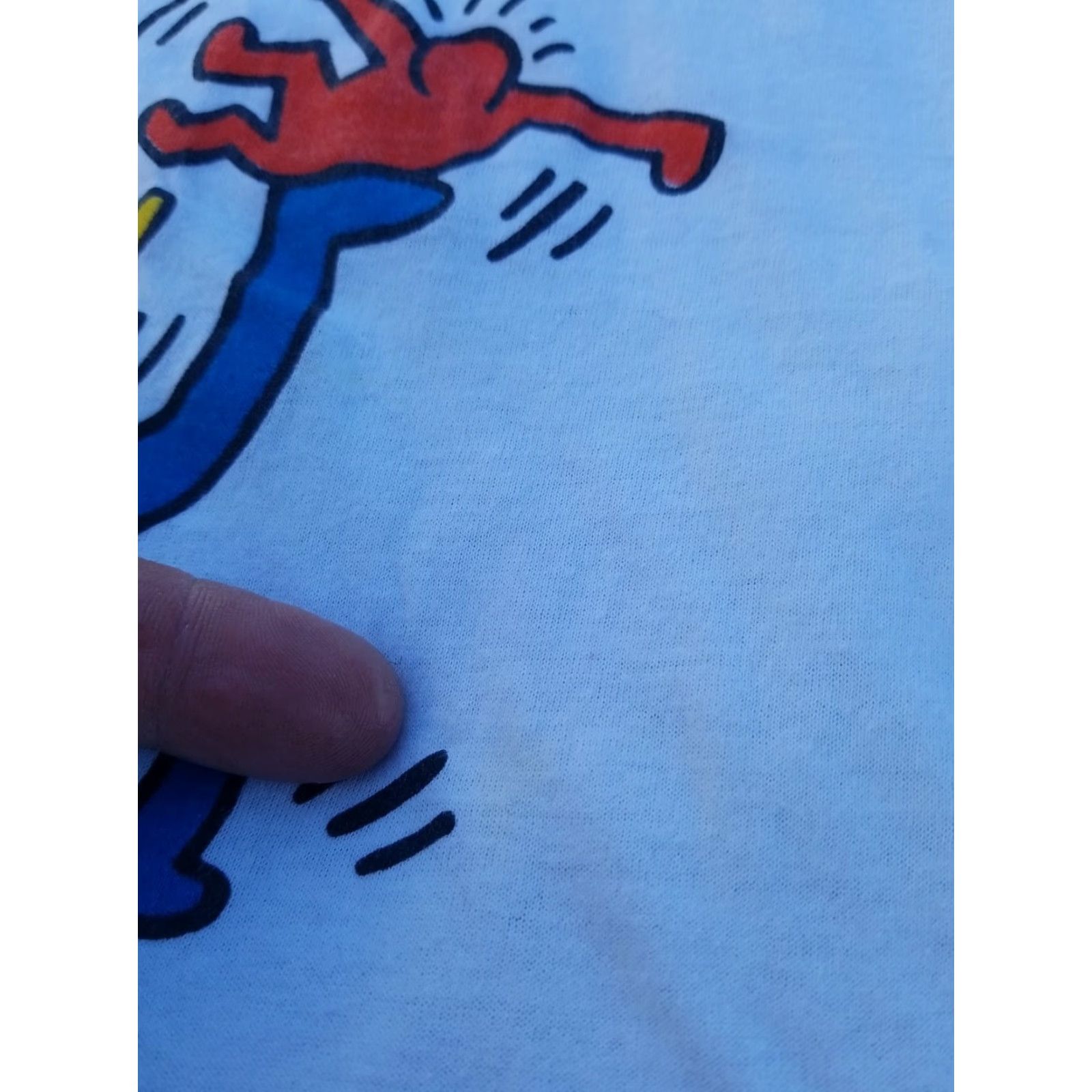 Vintage Keith Haring SCHNEIDER CHILDREN'S Hospital shirt 1980s White Cotton Graphic Tee S Men/Women? Size US S / EU 44-46 / 1 - 7 Thumbnail