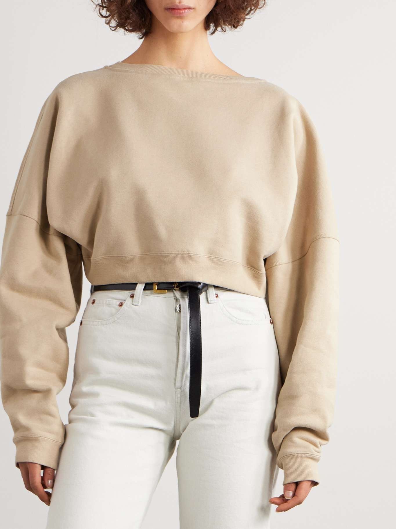 Saint Laurent Paris o1s1wg110825 770879 Cropped Sweatshirt in Ivory Size XS / US 0-2 / IT 36-38 - 3 Thumbnail