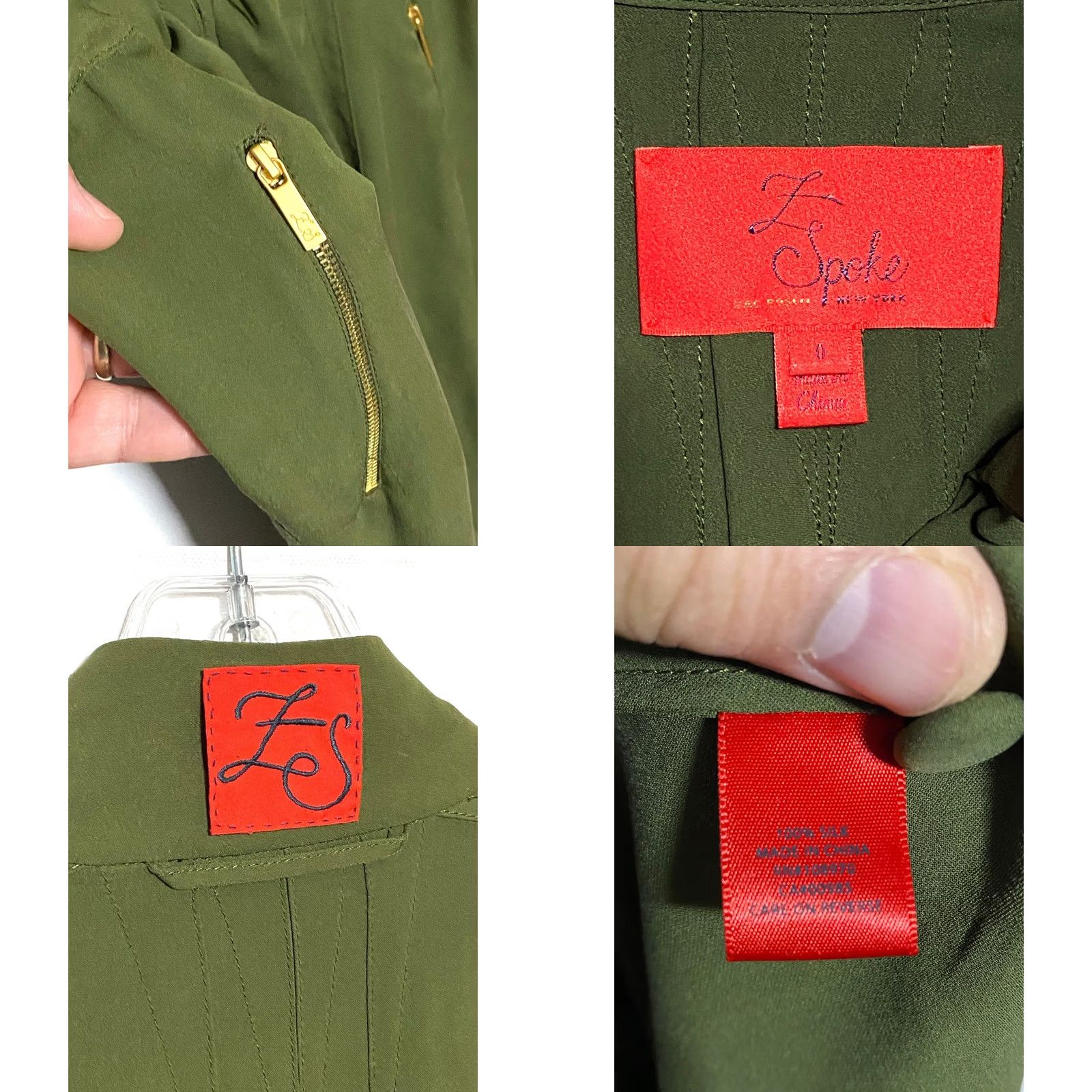 Zac Posen Z Spoke by Zac Posen Green Silk Button Utility Shirt Dress 0 Roll Tab Sleeve Knee Length Gold Zip Slim Casual Workwear Travel Women 0 XS? Size XS / US 0-2 / IT 36-38 - 8 Thumbnail