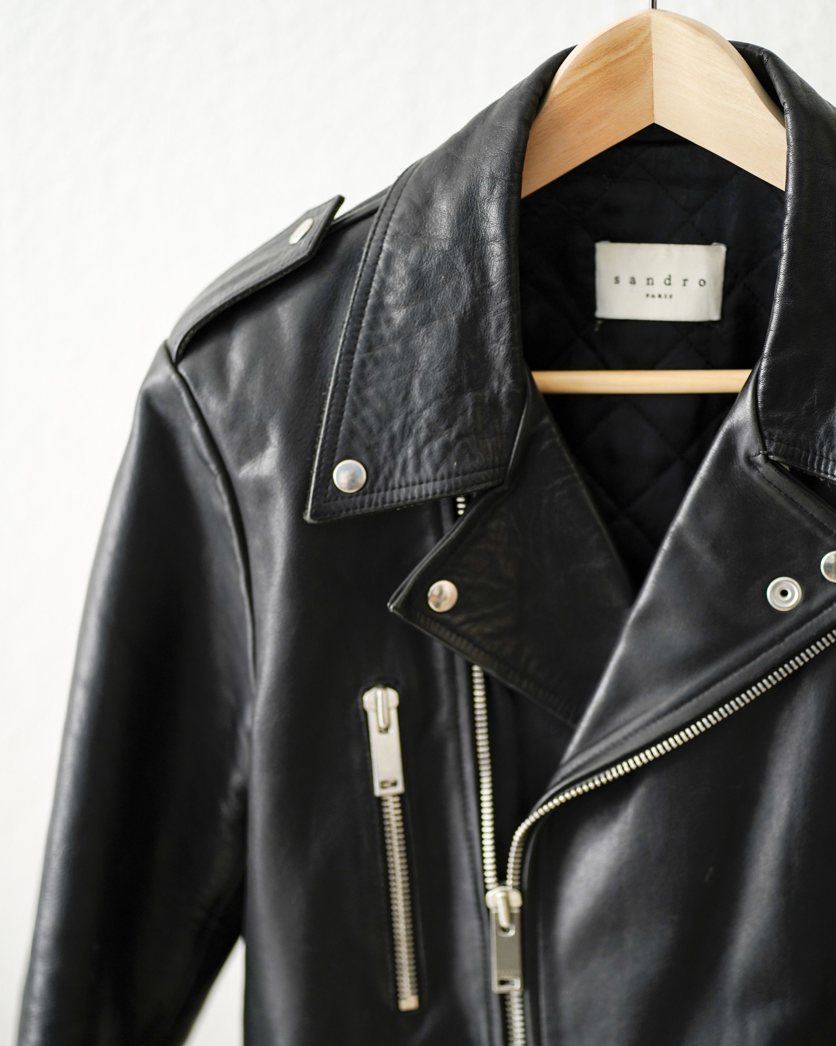 Sandro Sandro Black Leather Biker Jacket Size US S / EU 44-46 / 1 - 3 Thumbnail