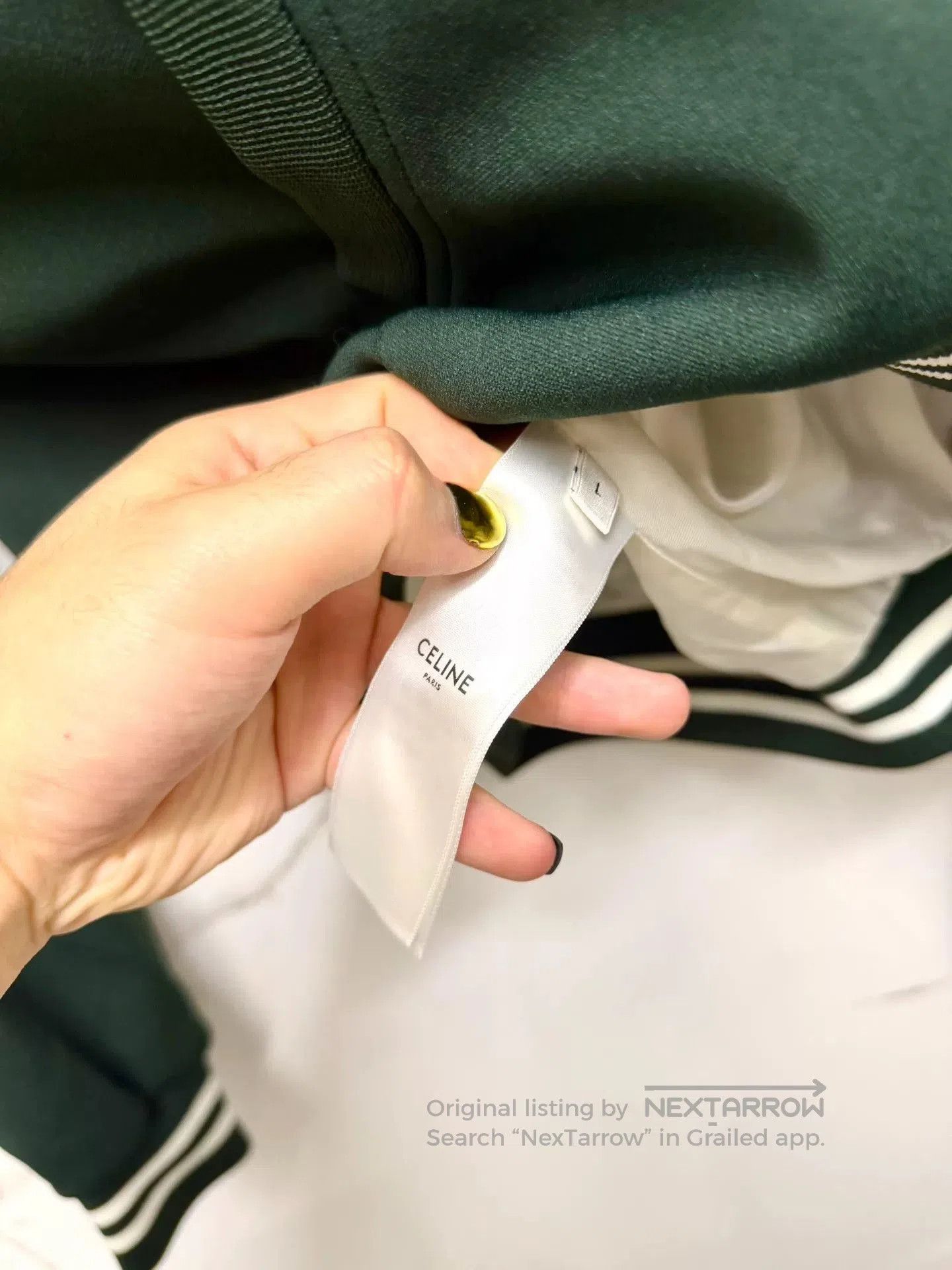 Celine celine green embroidered logo collar jacket. Size US L / EU 52-54 / 3 - 4 Thumbnail