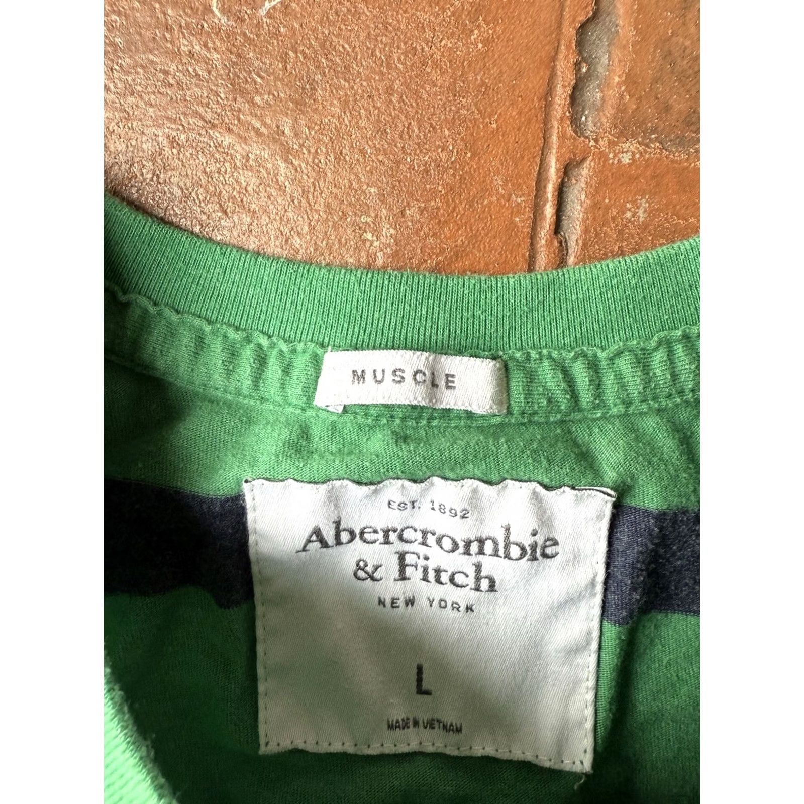 Abercrombie & Fitch VINTAGE Abercrombie & Fitch Muscle Striped Long Sleeve Shirt Mens Large Green Crew Neck Knit Cotton Logo No Size US L / EU 52-54 / 3 - 2 Thumbnail