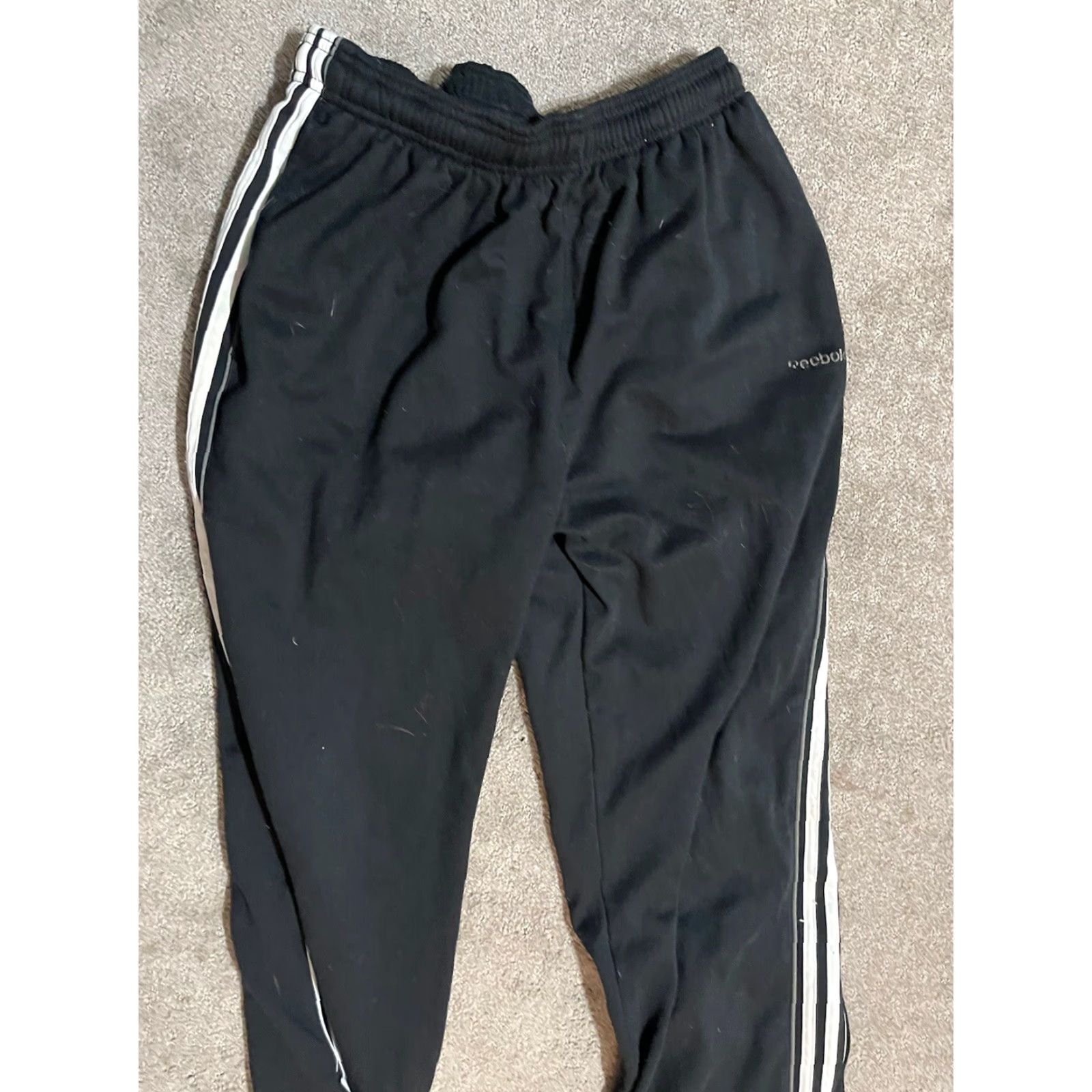Reebok VINTAGE Reebok Men's Athletic Sweatpants - Black Size M Fleece Logo Casual Activewear Size US 31 - 2 Thumbnail