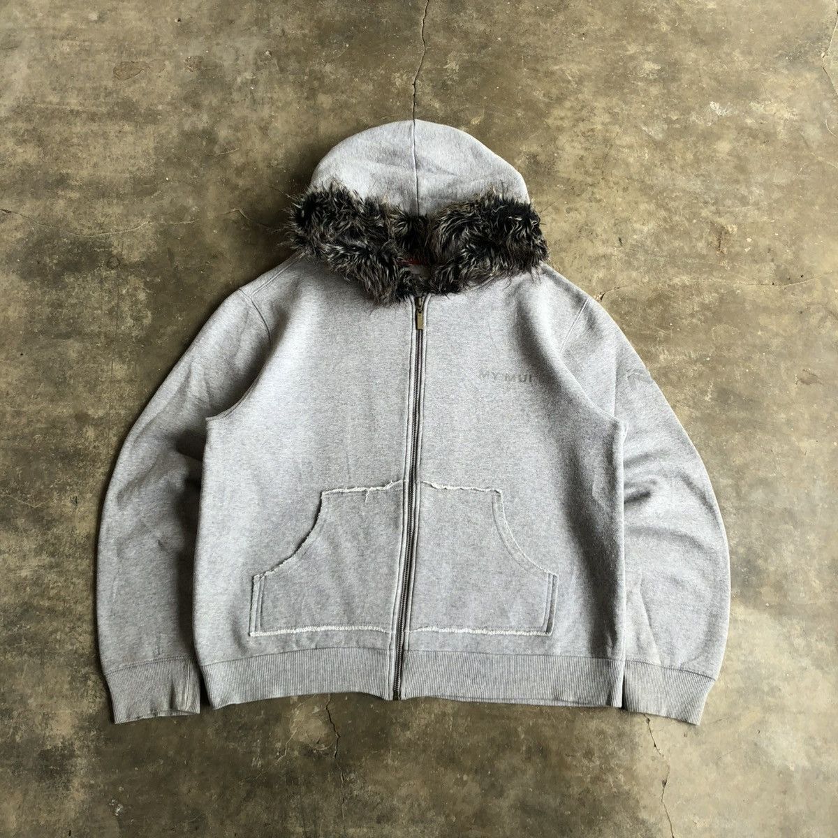 20471120 2000s My Mui Distressed Fur Ziphoodie Grey Ifsixwasnine Lgb Size US XL / EU 56 / 4 - 2 Thumbnail