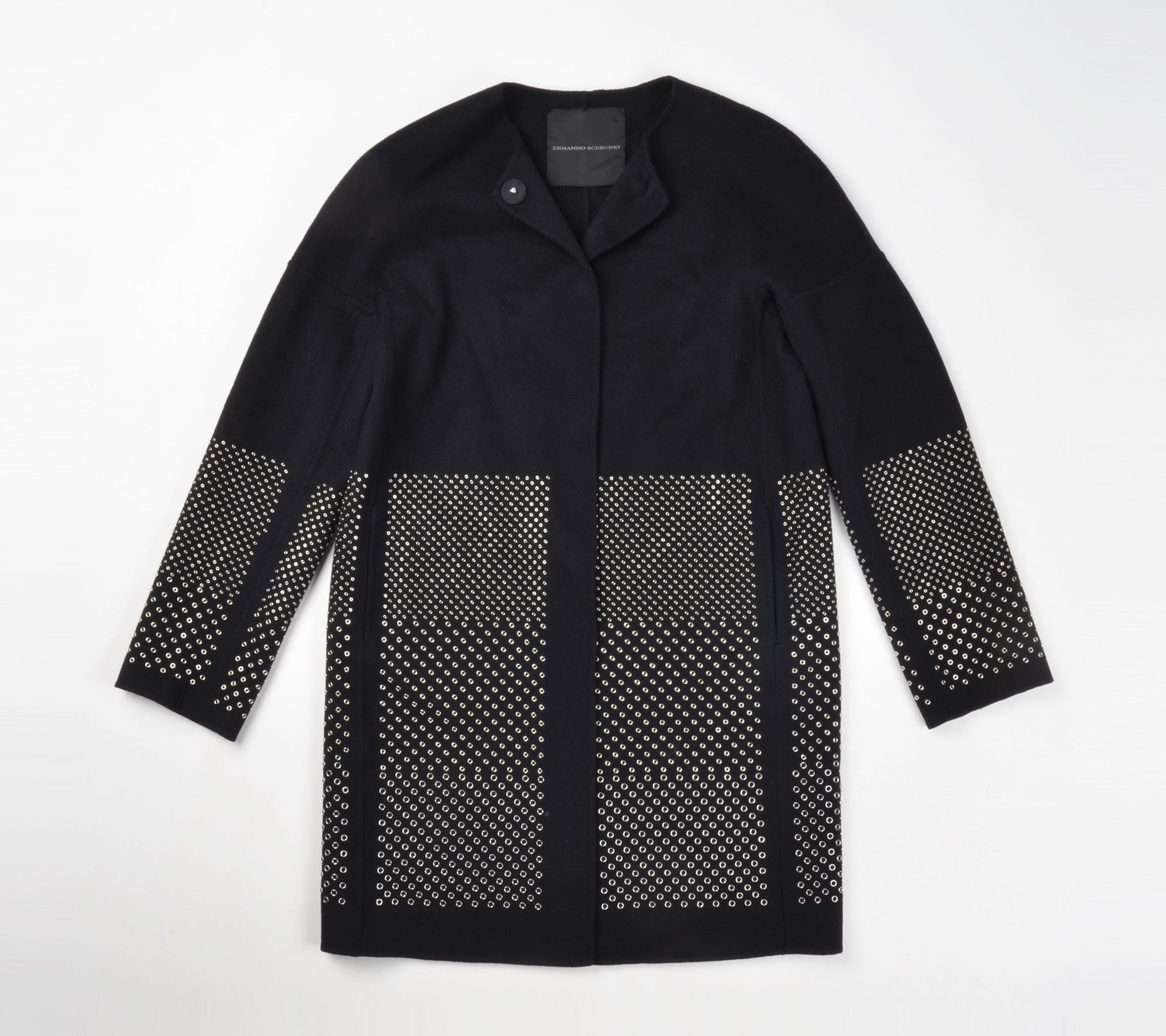 Ermanno Scervino Ermanno Scervino Lana Wool Metal Details Black Coat Size S / US 4 / IT 40 - 1 Thumbnail