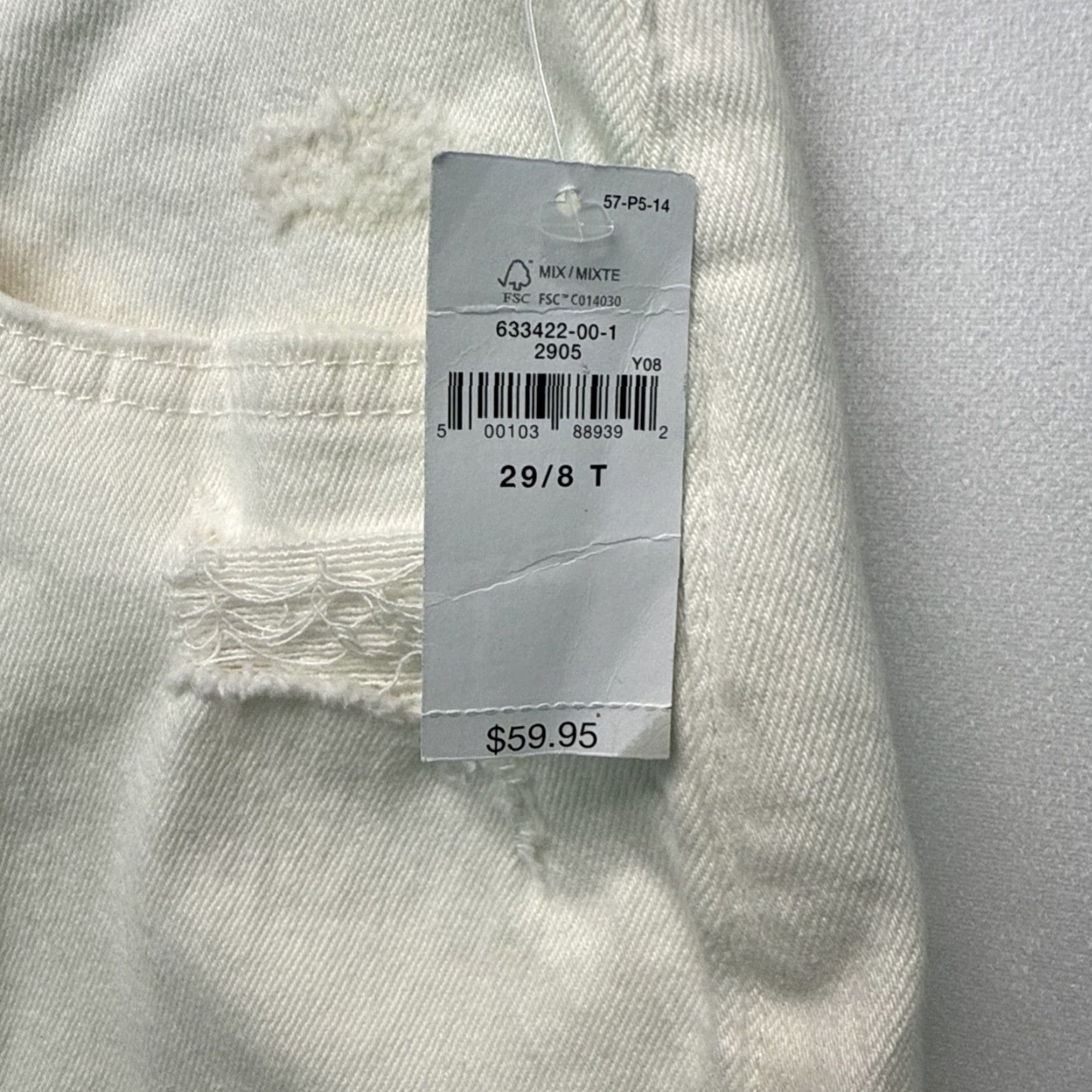Gap Gap White Cheeky Midi Short High Rise Raw Hem 29 8 T 6" Inseam Bermuda Womens Tall NWT Size 29" - 7 Thumbnail