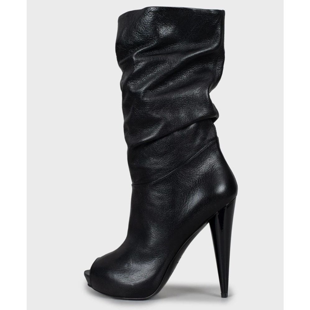 Alexander McQueen NWOB Alexander McQueen Black Leather Open-Toe Boots Sz.37 Size US 7 / IT 37 - 1 Thumbnail