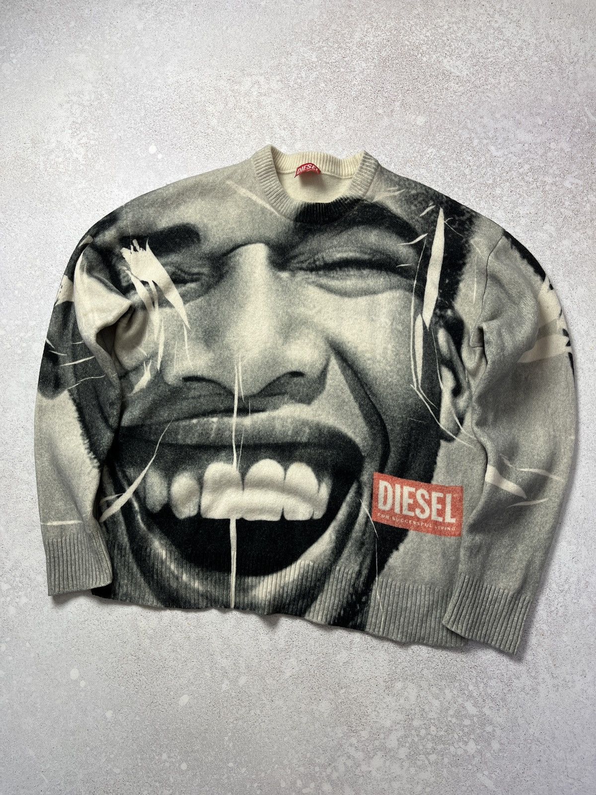 Diesel DDP Diesel K-Victory Photograph-Print Wool Sweater Size US L / EU 52-54 / 3 - 4 Thumbnail