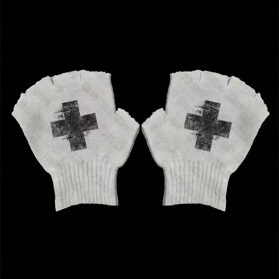 Other Retro Punk Gothic Emo Y2k Gloves Cross Print Size ONE SIZE - 2 Thumbnail