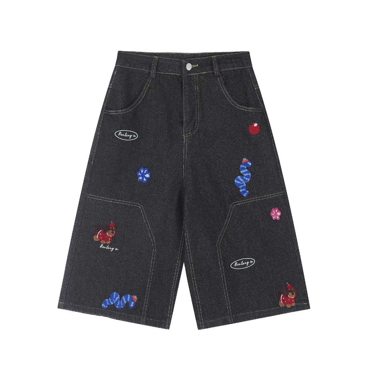 Vintage Vintage patchwork street baggy denim shorts Size US 30 / EU 46 - 1 Thumbnail