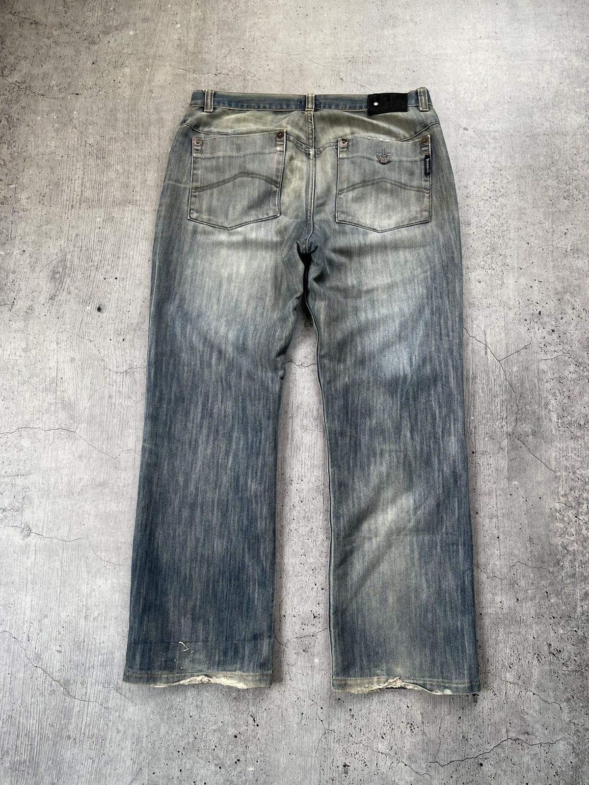 Armani × Vintage 🤯CRAZY DISRESSED🤯Vintage Armani Jeans Baggy JAPANESE Denim Y Size US 36 / EU 52 - 2 Thumbnail