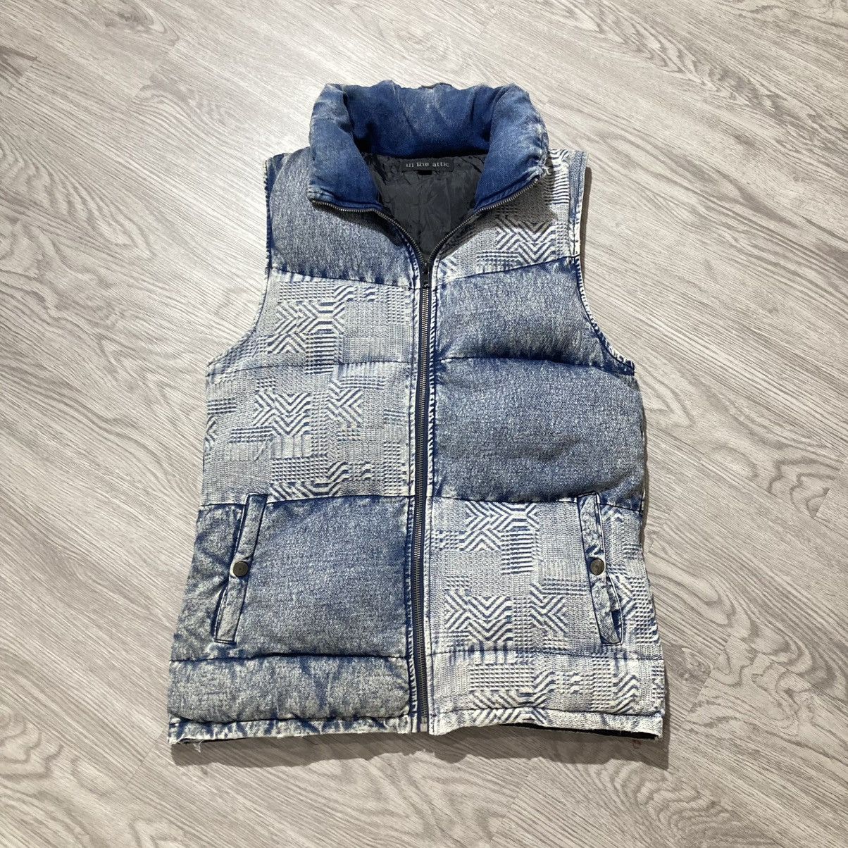 In The Attic 2000s In The Attic Distressed Puffer Down Vest Blue Jeans Size US M / EU 48-50 / 2 - 1 Thumbnail