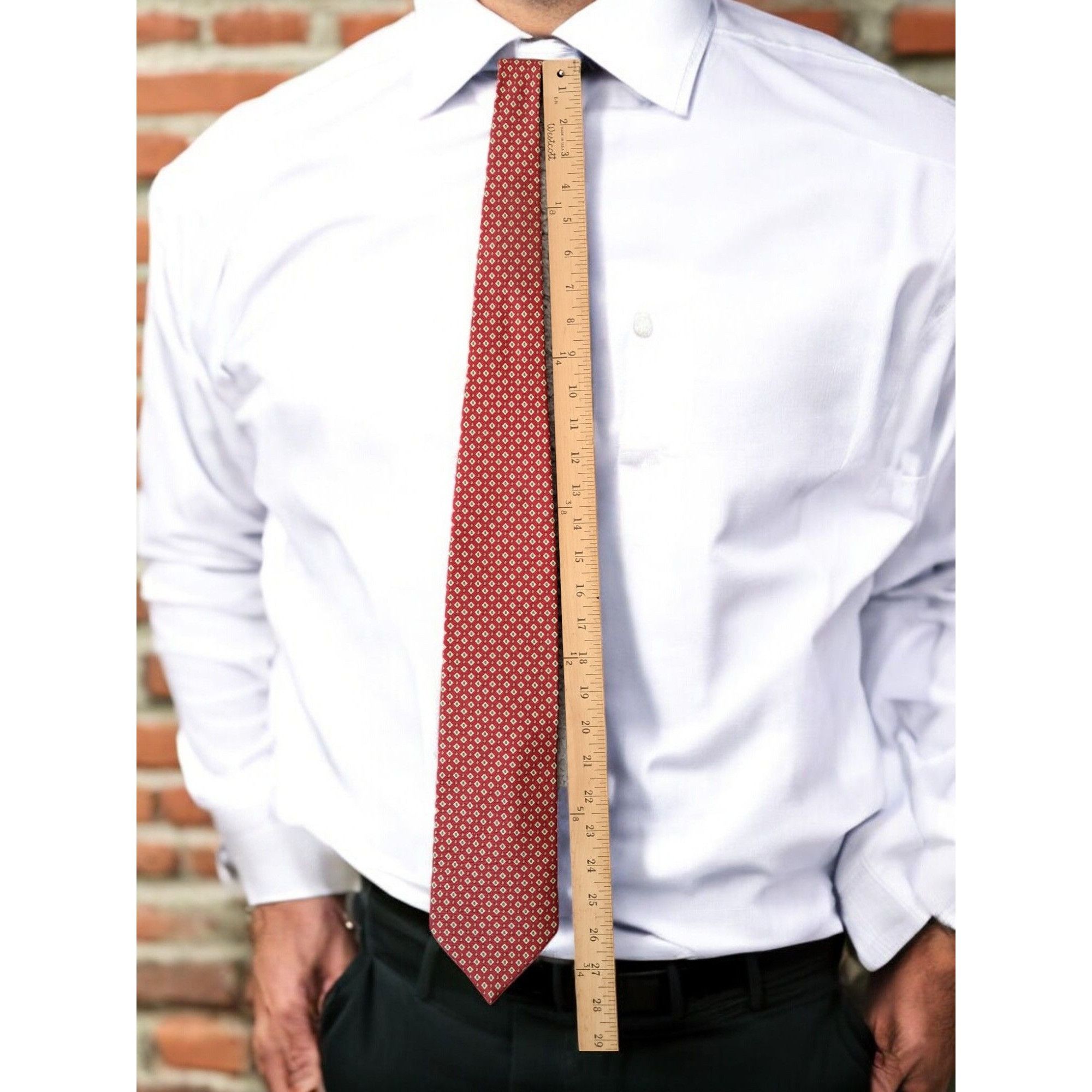 Vintage Vintage Giulio Randi Red Geometric Silk Tie – Made in Italy Size ONE SIZE - 10 Thumbnail