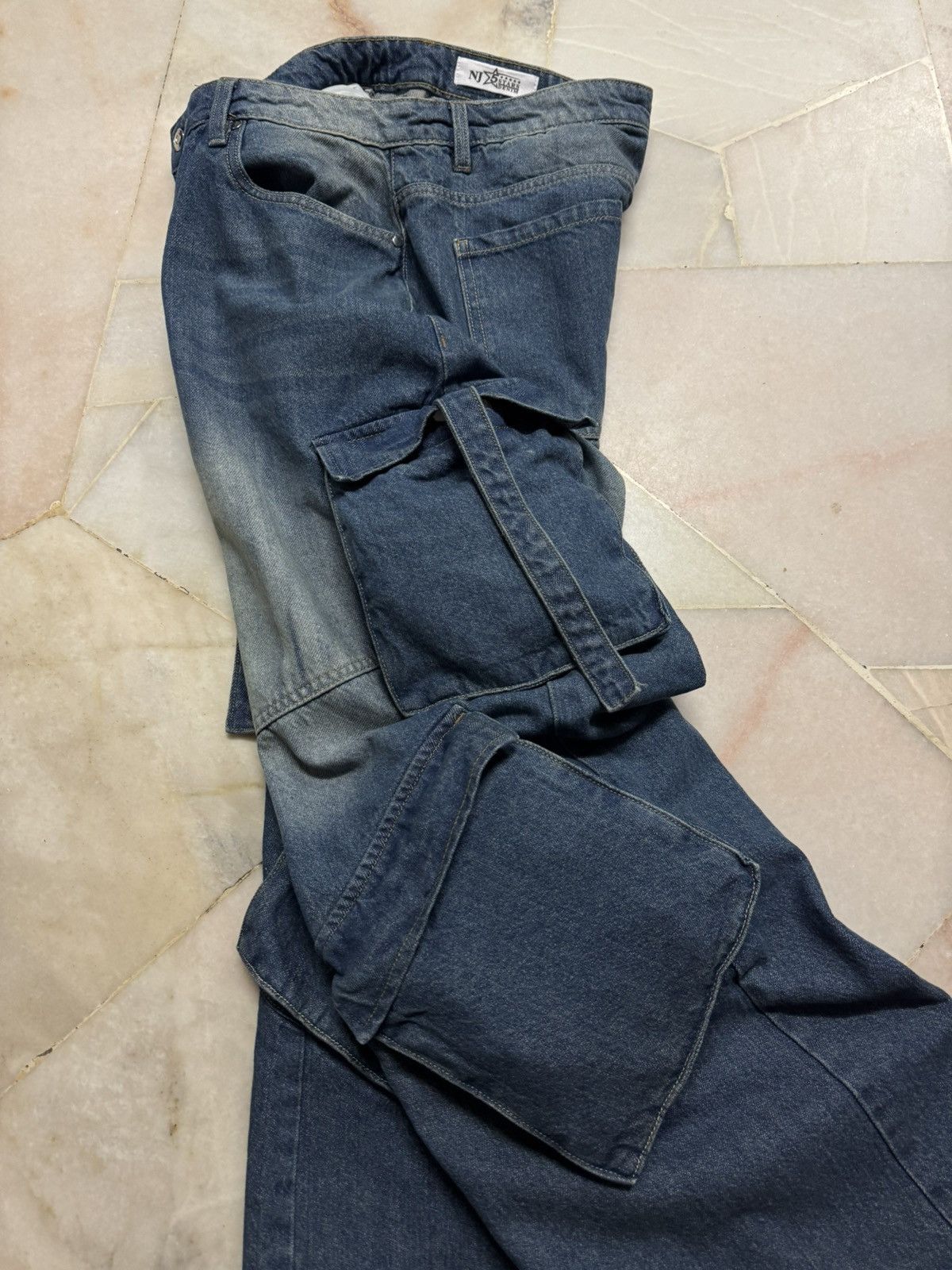 20471120 💥Insane Baggy💥NJ SUPER BAGGY POCKET BUSHPANTS BLEACH DENIM Size US 32 / EU 48 - 9 Thumbnail
