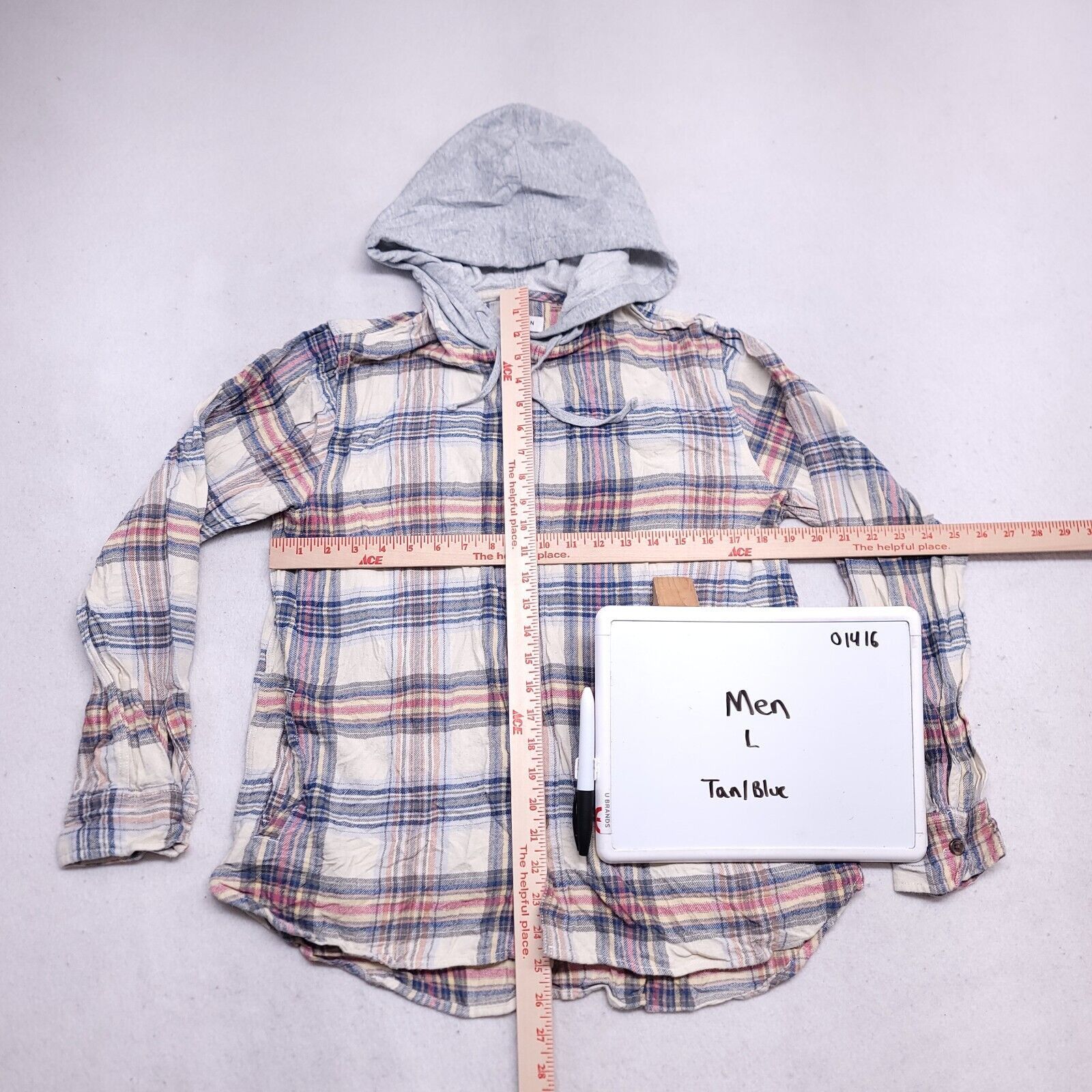 Pacsun PacSun Casual Button Up Hoodie Mens Size Large L Beige Blue Size US L / EU 52-54 / 3 - 6 Thumbnail