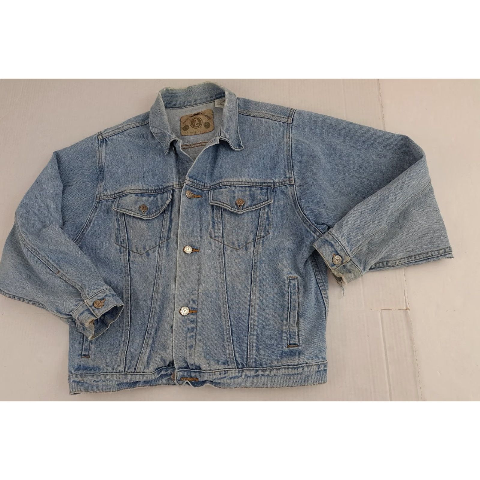 Vintage VINTAGE Arizona Jeans Jacket Blue Denim XL Womens 1990s Casual Look Biker Frayed Cuffs Size 40" / US 18 - 5 Thumbnail