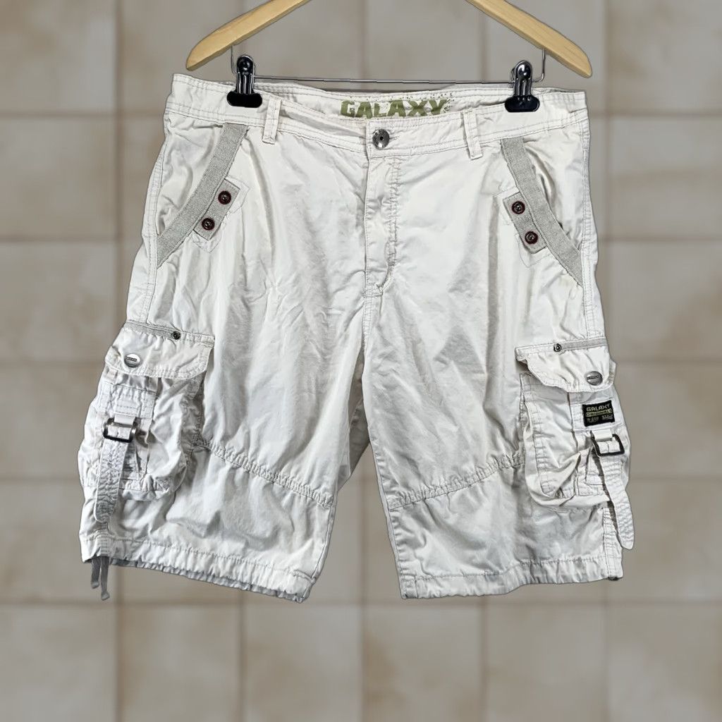 Vintage Galaxy by Harvic Mens Cargo Shorts 34 Beige Lightweight 10" Inseam Pockets Retro 90s Size US 34 / EU 50 - 1 Thumbnail