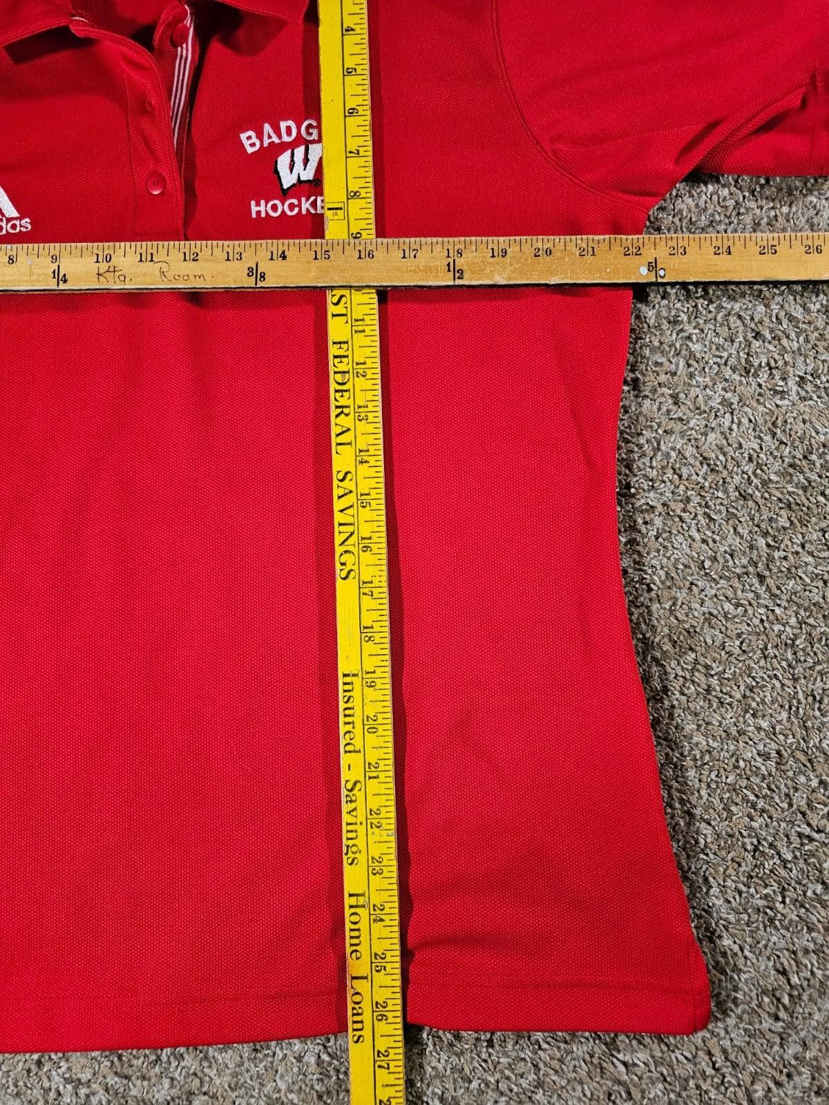 Adidas Adidas Wisconsin Badgers Hockey Red Polo Large Vintage Size ONE SIZE - 5 Thumbnail