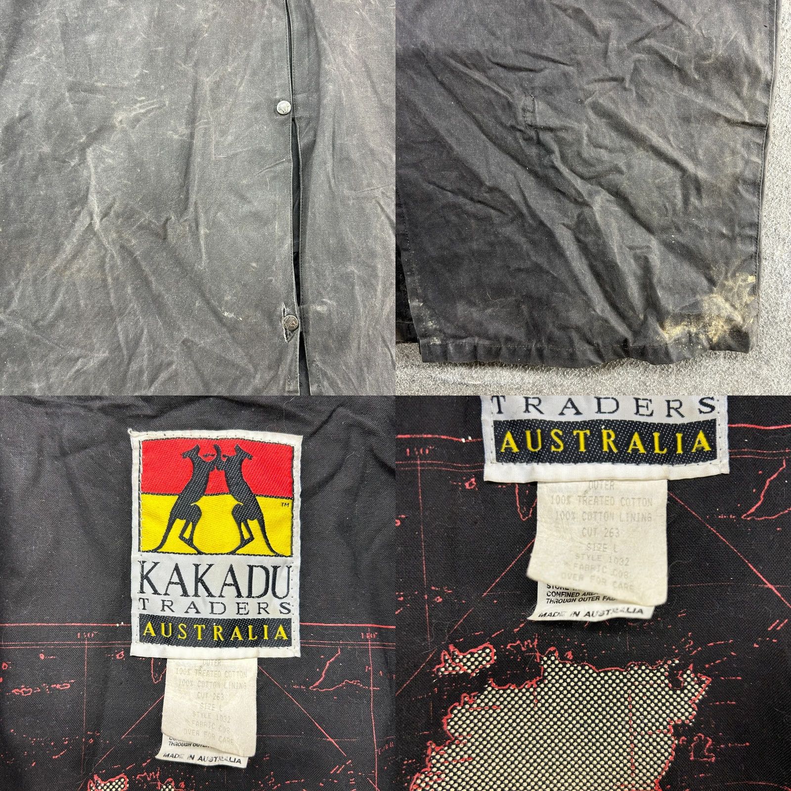 CLOT Kakadu Traders Coat Mens L Black Duster Oilskin Waxed Tin Cloth 1032 Australia Coat Weatherproof Waxed Hooded Long Trench Black Mens L Size US L / EU 52-54 / 3 - 8 Thumbnail