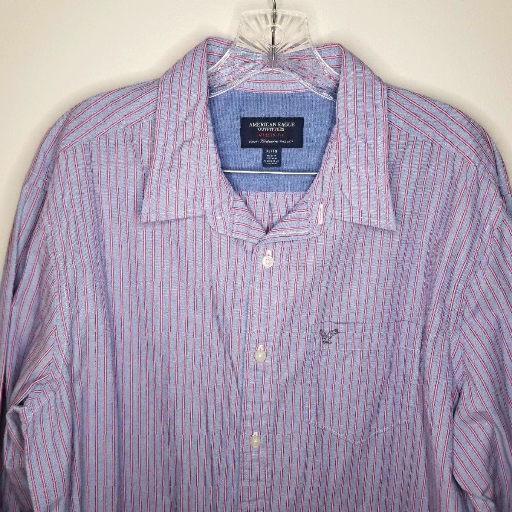 American Eagle Outfitters American Eagle Mens Long Sleeve Button Up Shirt XL Purple Size US XL / EU 56 / 4 - 2 Thumbnail