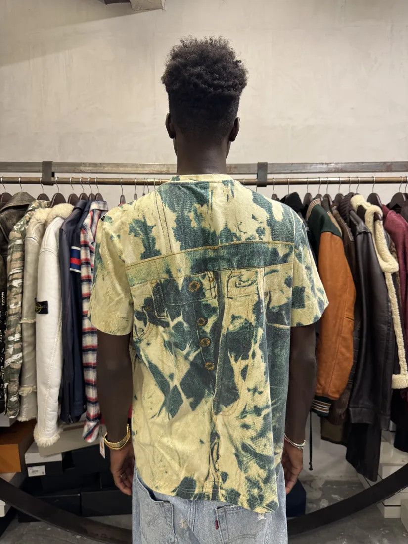 Designer × Just Cavalli × Vintage 2000s Cavalli Trompe L’oeil White & Green T-Shirt Size US M / EU 48-50 / 2 - 2 Thumbnail