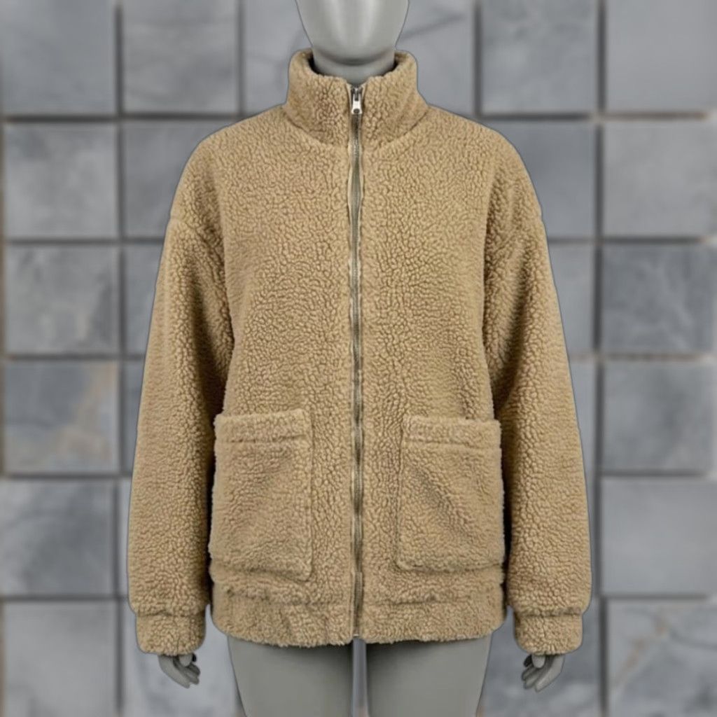 I.AM.GIA I.AM.GIA Tan Sherpa Fleece Zip Up Pixie Teddy Jacket Womens XS Oversized Size XS / US 0-2 / IT 36-38 - 1 Thumbnail