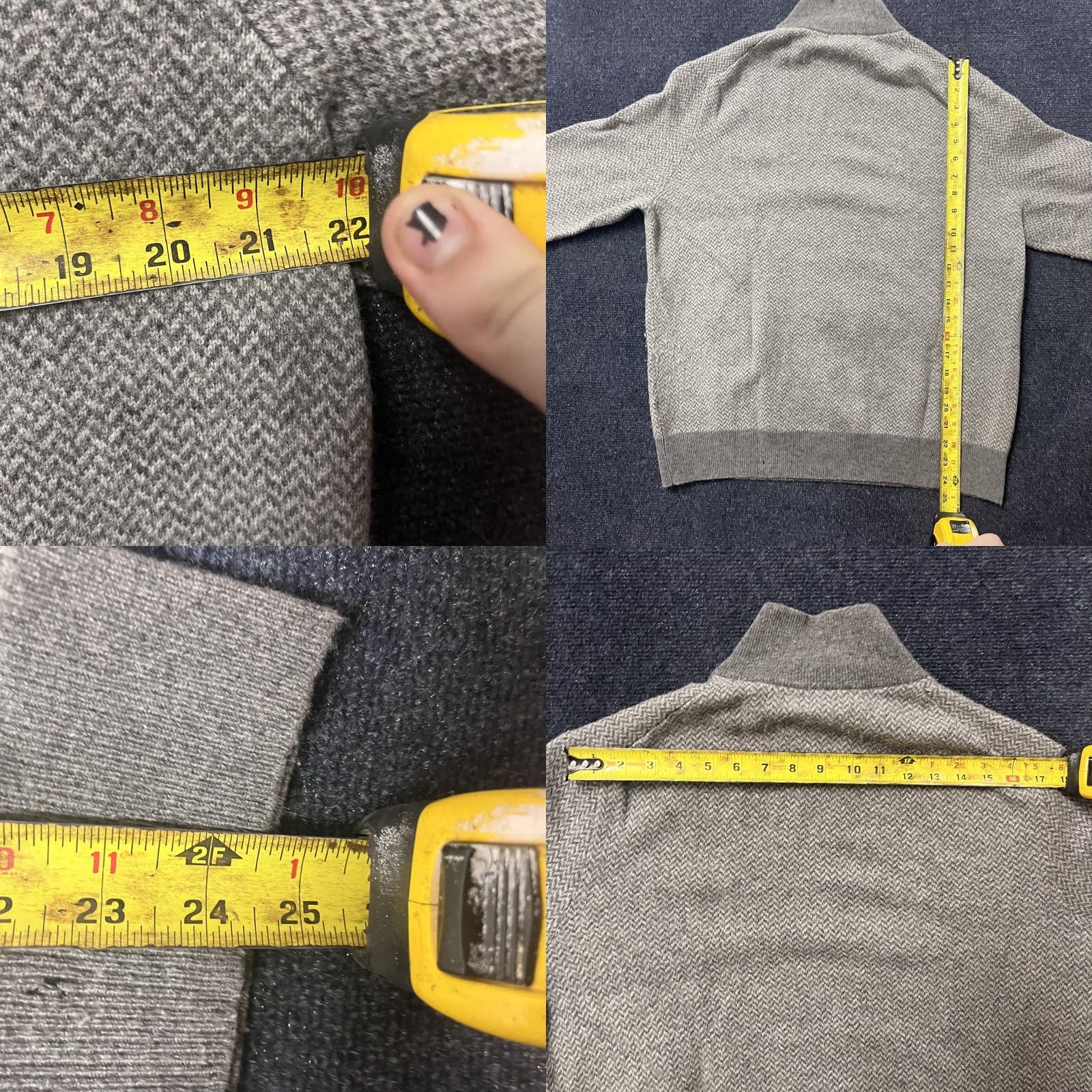 Polo Ralph Lauren Polo Ralph Lauren Sweater Mens Large Gray 1/4 Zip Mock Neck Wool Herringbone Size US L / EU 52-54 / 3 - 8 Thumbnail