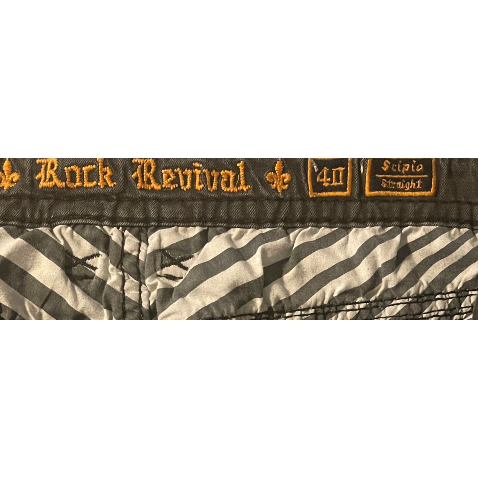 Vintage VINTAGE? No, but adjust: "Rock Revival Jeans Scipio Straight Stretch 40 x 30.5 Mens" Size US 40 / EU 56 - 6 Thumbnail